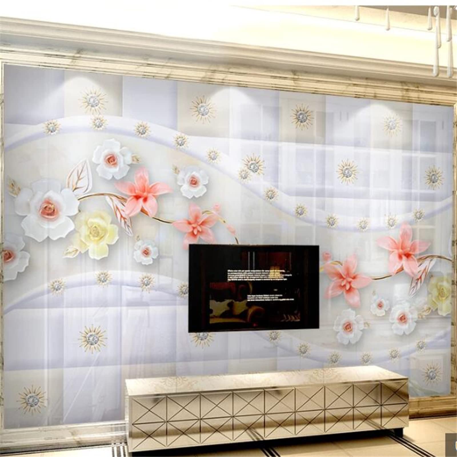 Tapeta ścienna kolorowa i kwiaty szer. 300 x wys. 210 cm 3D mural ścienny tapeta naklejki do salonu sypialni niesamoprzylepne