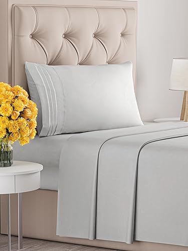 Vista 976 de Juego de sábanas de 4 piezas tamaño king, extrasuaves, transpirables y refrescantes con esquinas profundas, sábanas de fácil ajuste y sin arrugas