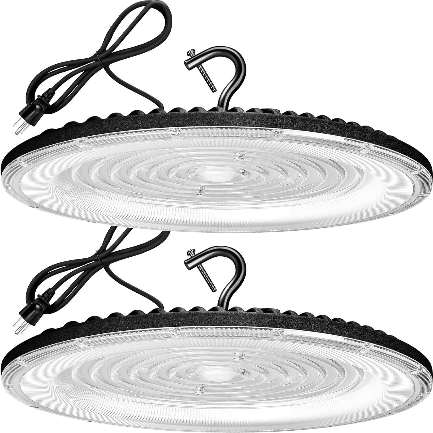 2 Pack 600W UFO LED High Bay Lights,120VAC IP66 Waterproof,92000LM 5000K Daylight, 2750W MH/HPS with Plug Commercial Bay Lighting for Barn,Gym,Factory,Warehouse,Shop,Workshop,Gym