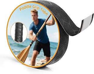 Grip Tape for Oars, Non-Slip SUP Paddle Grips for Blister Prevention on Canoe & Boat Paddles, Cushioned Comfort (1In x 16.4Ft, Black)