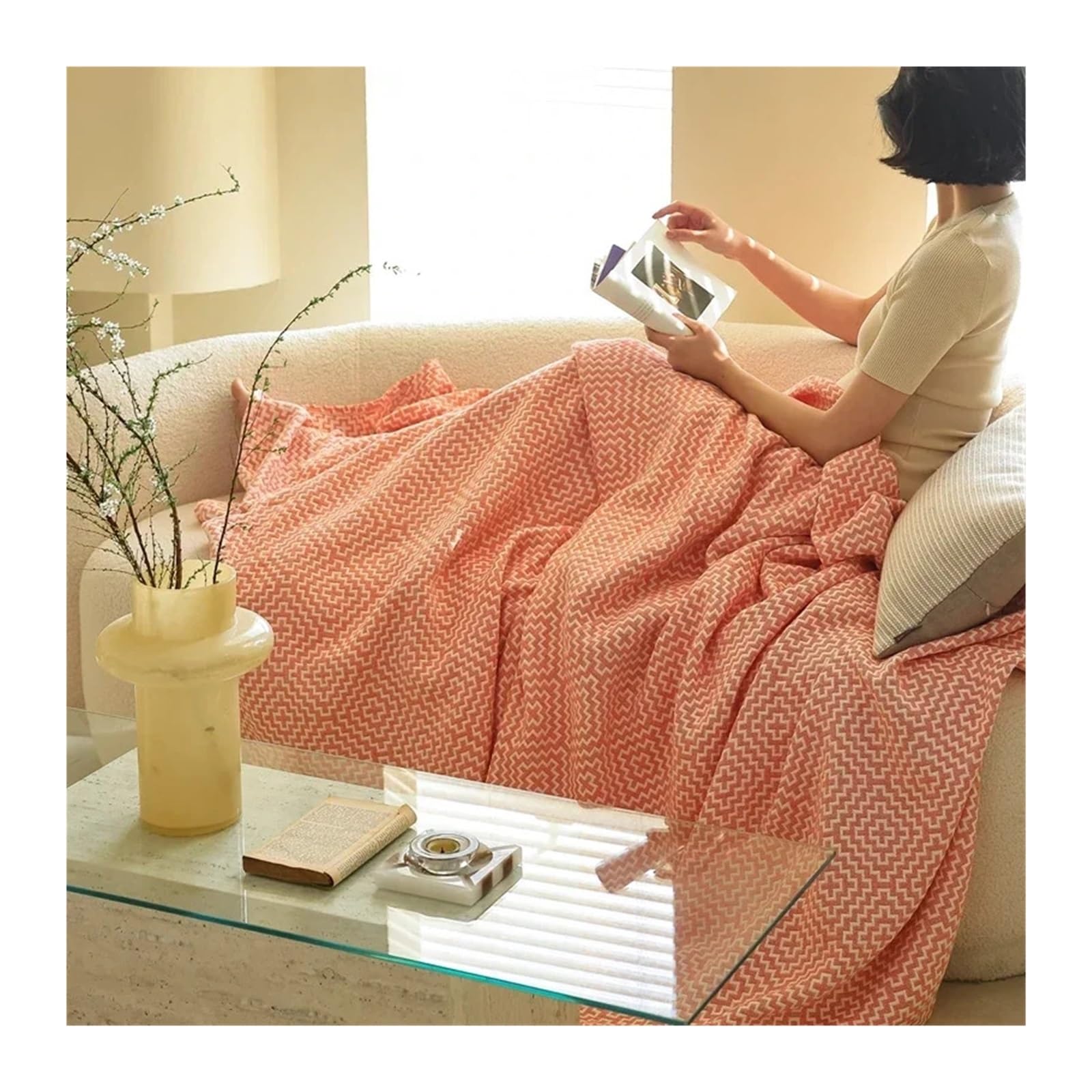 Cotton Muslin Throw Blanket 150x200cm 200x230cm(Color3,150x200cm 1pc)
