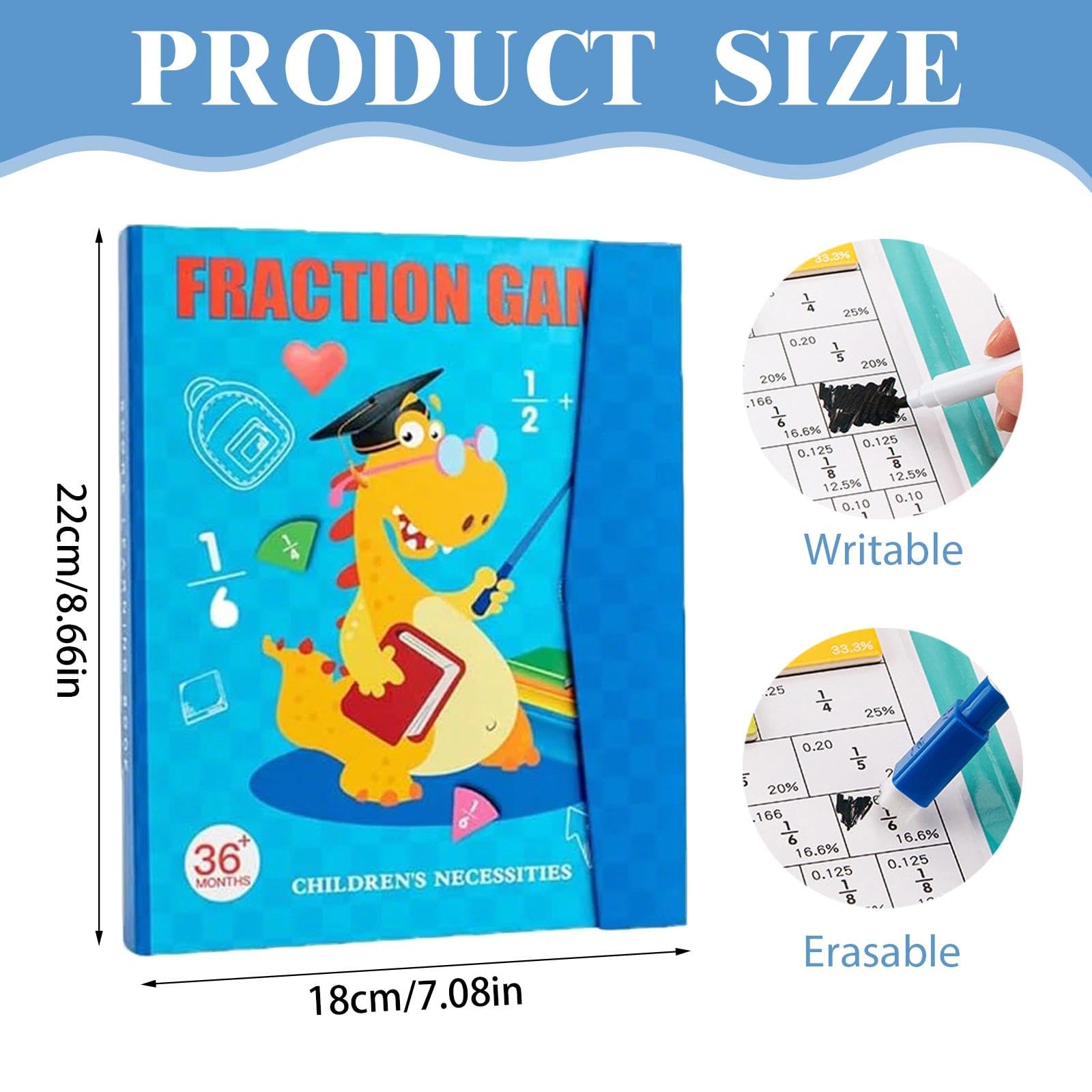 Casse-Tête Éducatif pour Enfants, Nouvelles Tuiles de Fraction et Cercles de Fraction, Manipulatives Mathématiques pour l'École, Compétences Mathématiques Précoces