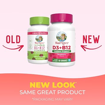 MARYRUTH'S Vitamin D3 + B12 Gummies for Ages 4+, Sugar Free, 60 Servings | Sugar Free, 60 Servings