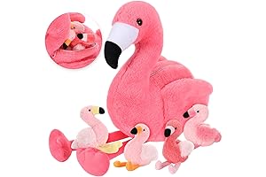 Skylety 18 Inches Flamingo Stuffed Animal with 4 Babies Flamingo Plush Toys...
