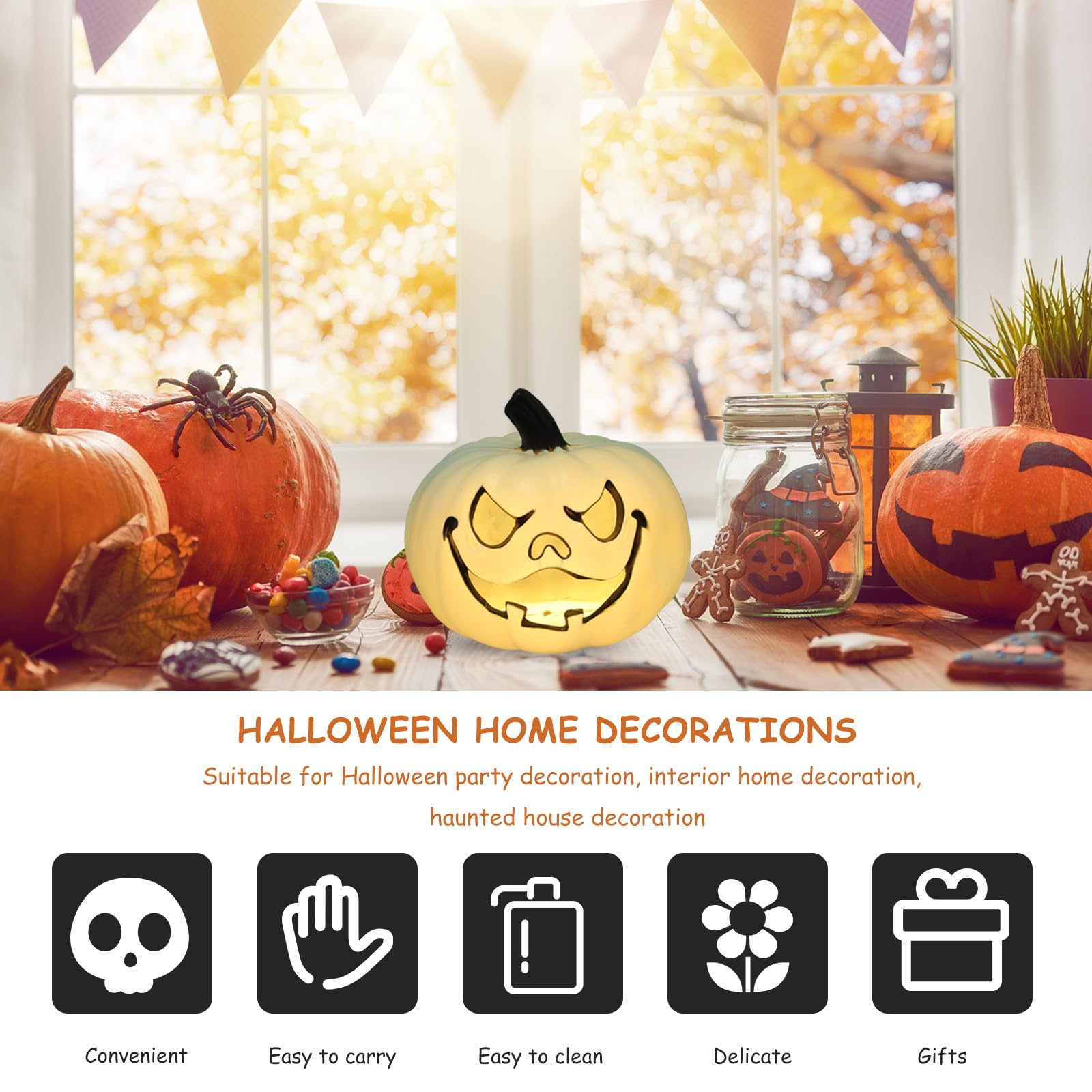 TOPBATHY Pumpkin Lantern Ornaments for Halloween Light up Pumpkin Decorations for Indoor and Outdoor Festivities Perfect for Halloween Parties and Home Decor - Image 2