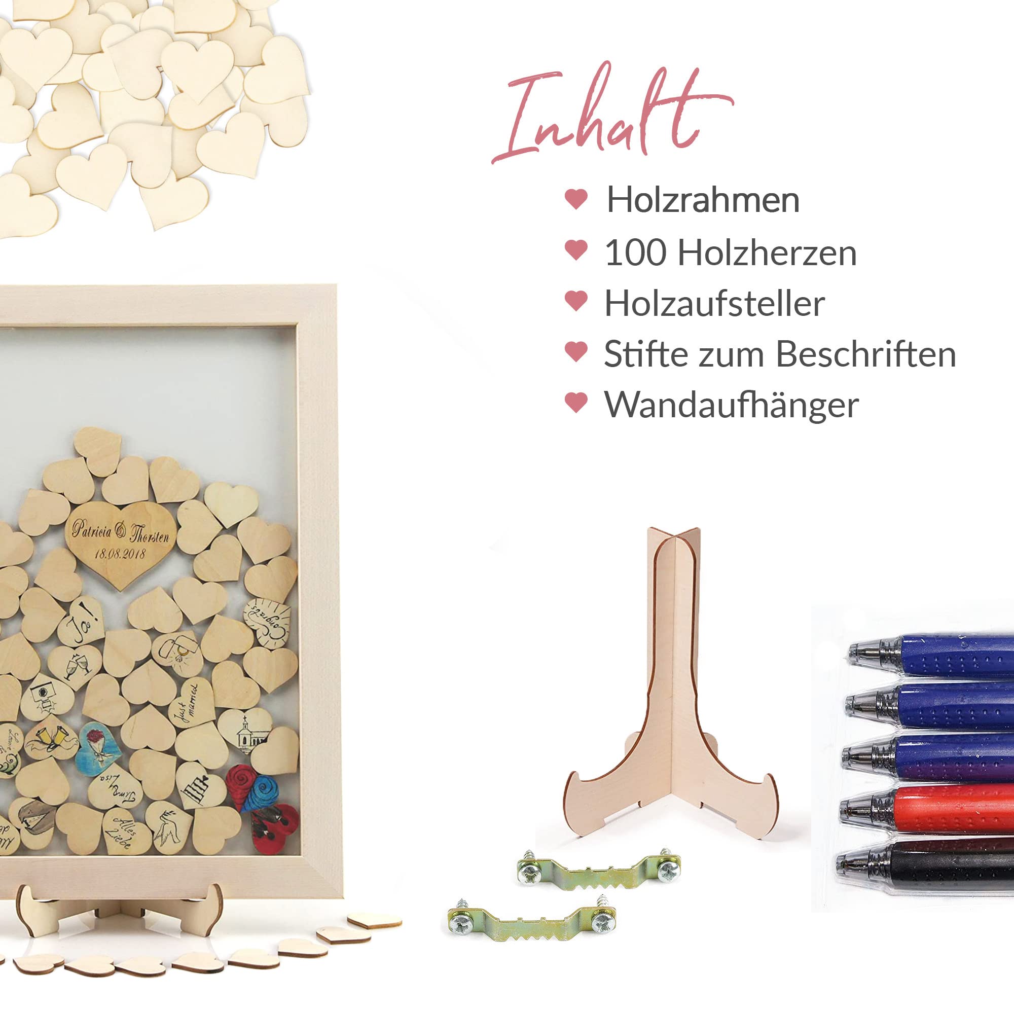 Hochzeit Gästebuch Alternative BUCHE MASSIVHOLZ Personalisierbar Wunschgravur