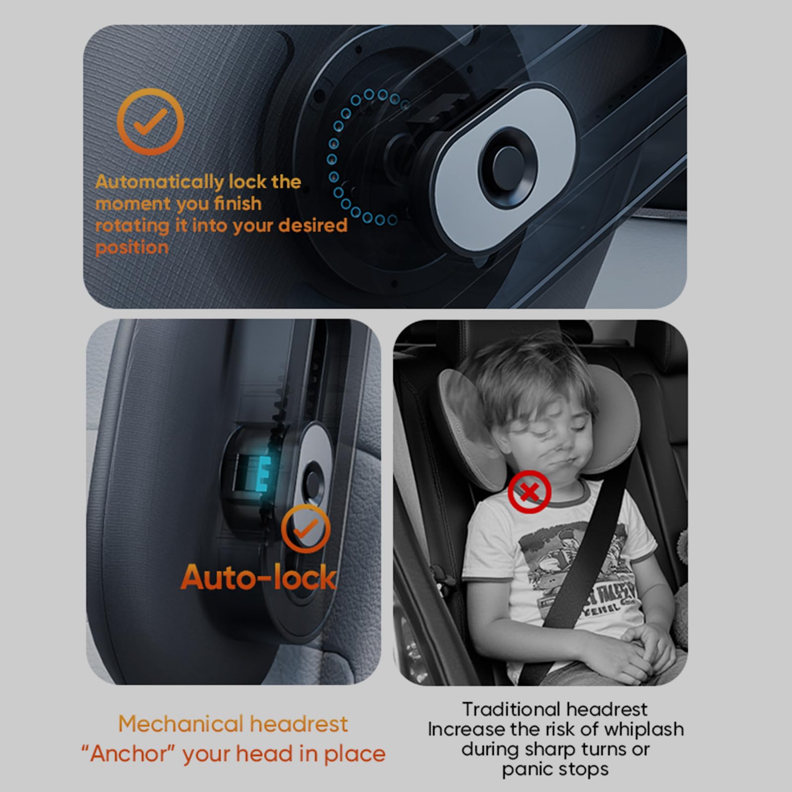 Car Headrest Pillow, Adjustable Car Headrest,Thickened Memory Foam Road Pal Headrest, Neck Support Pillow, U- Shaped Design, Travel Car Sleeping,Suitable for Kids and Adults — view 3