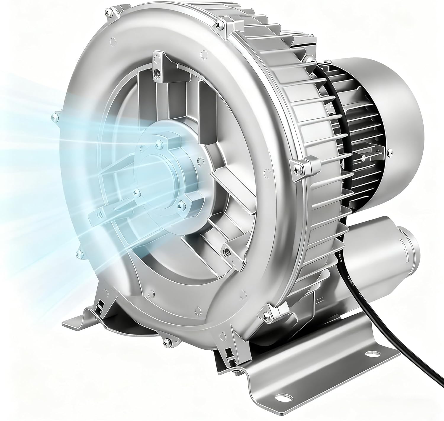 150 CFM 2.4HP Regenerative Blower, Industrial Vacuum Air Pump, 1800W 110-120V Single Phase, Overload Protection, for Industrial Air Blowing or Suction Applications