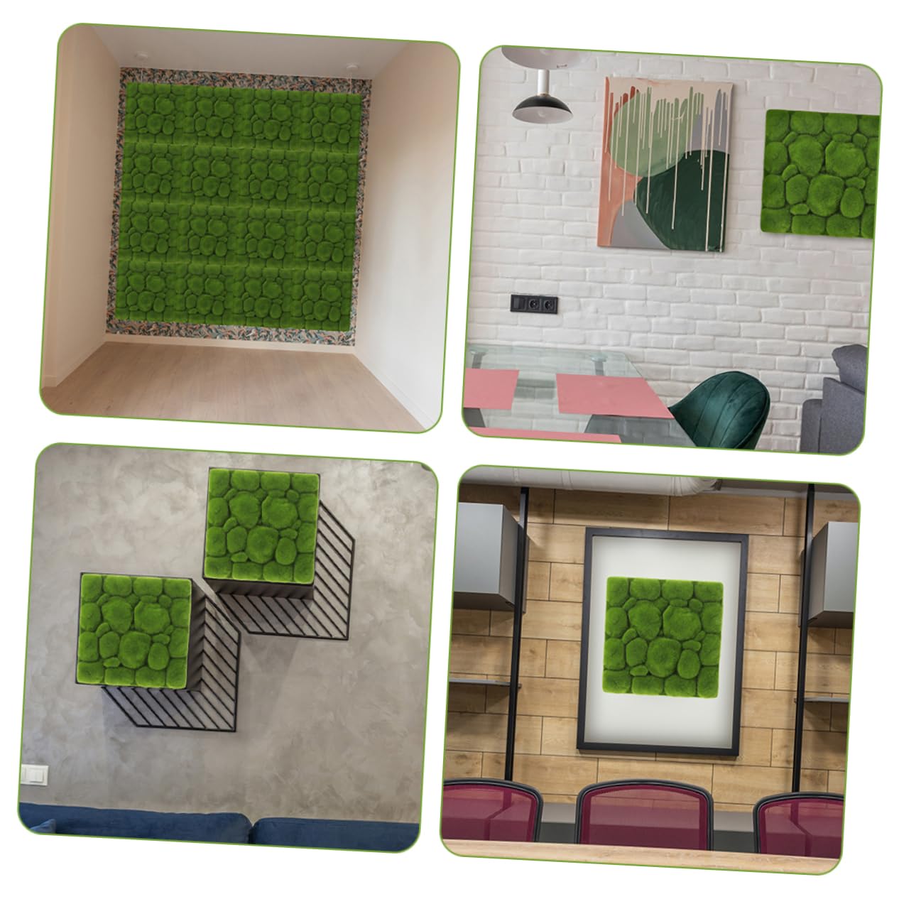 Panel Decorativo de Musgo Artificial Cuadrado 3 Piezas de Espuma