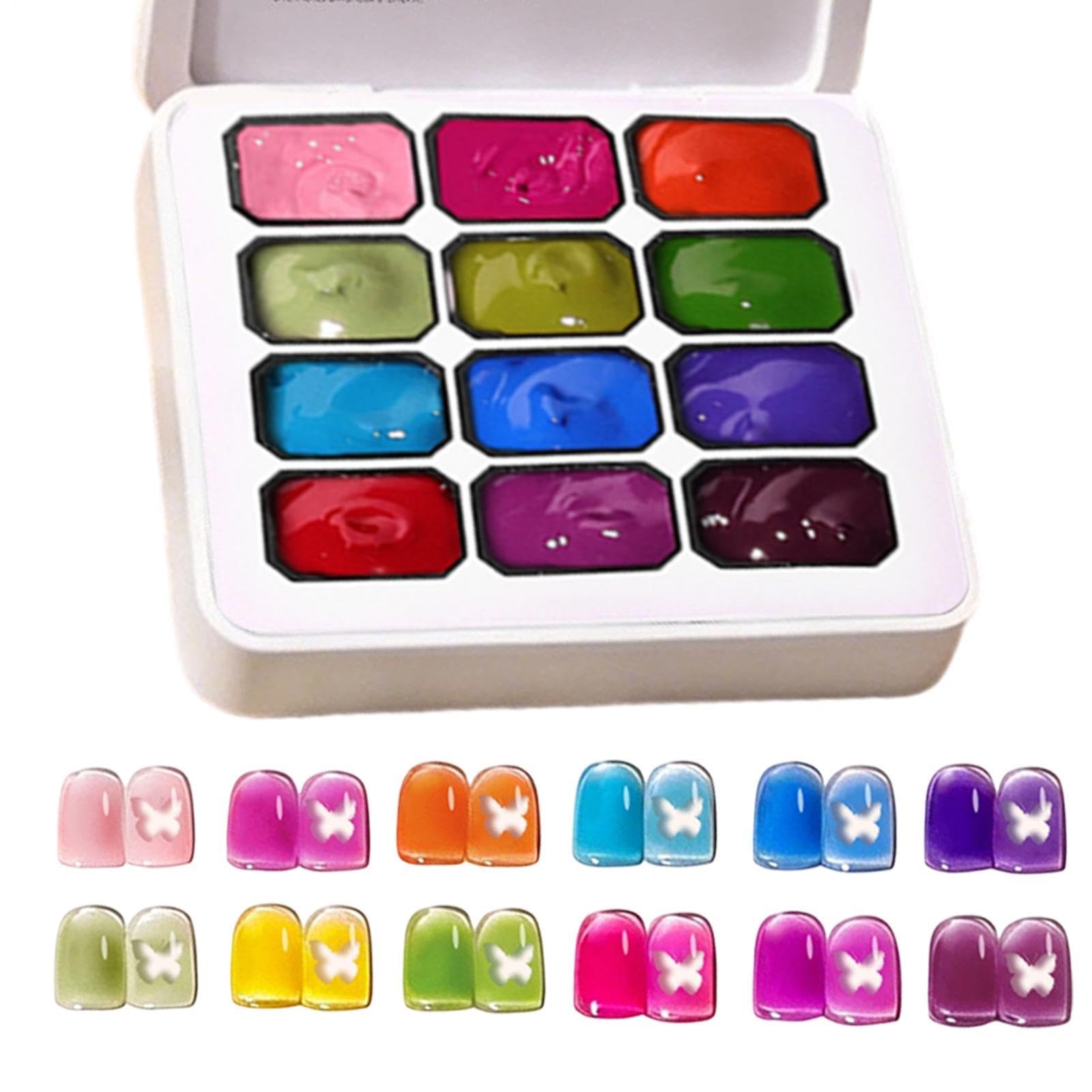 Accesorios de arte de uñas para salón o decoración del hogar con paleta malgel de 12 colores 8