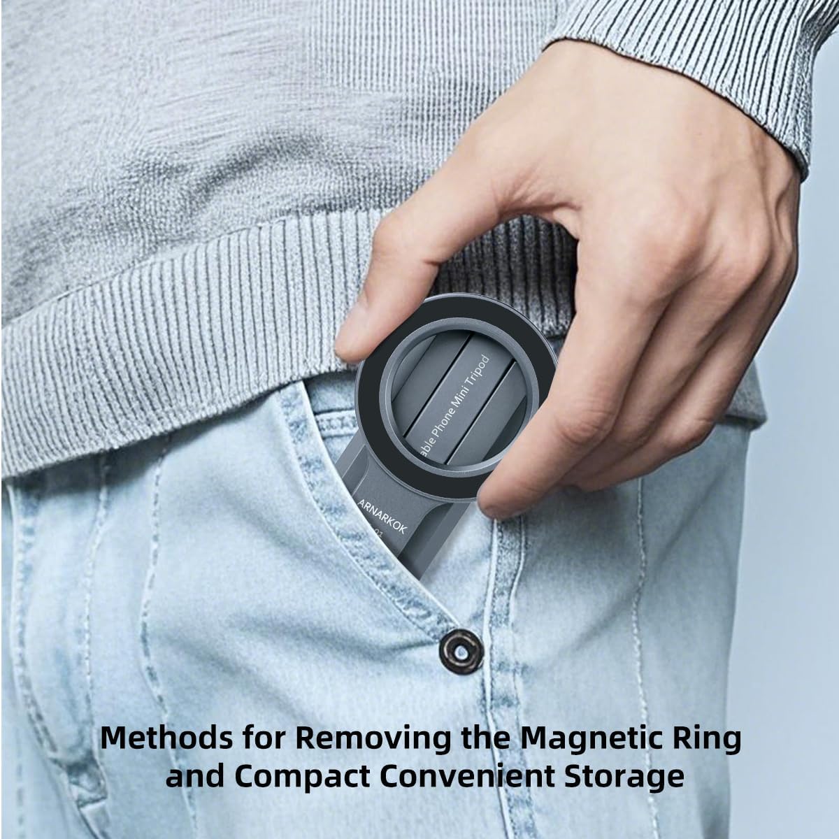 Dual Magnetic Phone Mini Tripod Foldable Double Magnet Mount Pocket Cell Phone Stand for iPhone 16/15/14/13/12 Plus Max for Travel Gym Magnetic Tripod