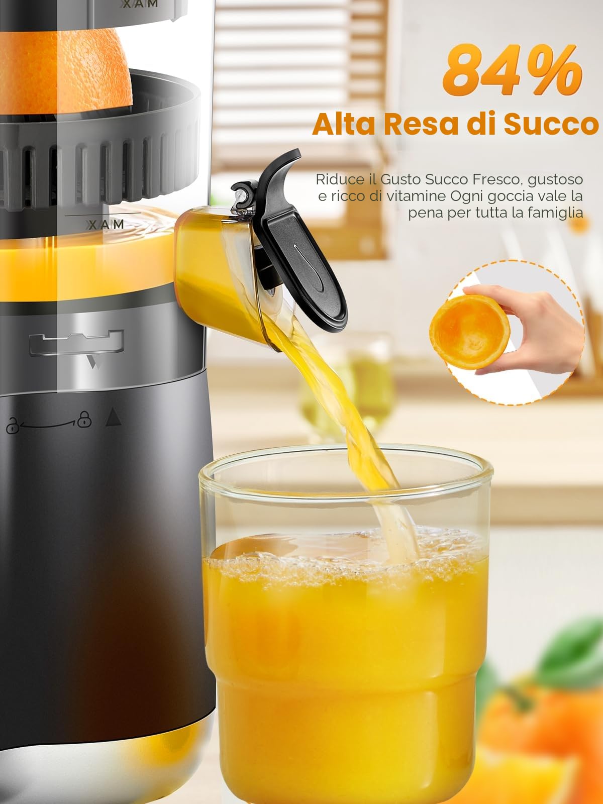 FOHERE Spremiagrumi Elettrico Automatico,100W Spremiagrumi Professionale Estrattore Frutta e Verdura con Beccuccio Antigoccia, 2 Coni Intercambiabili per Limone, Arancia, Uva e Kiwi, Nero
