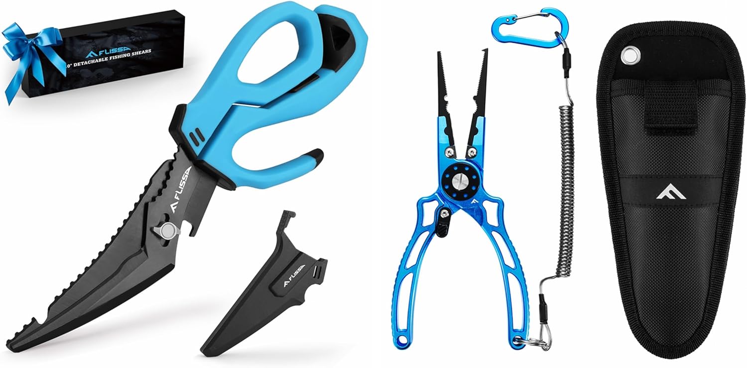 FLISSA 8 Inch Fishing Pliers and FLISSA 10" Fishing Scissors