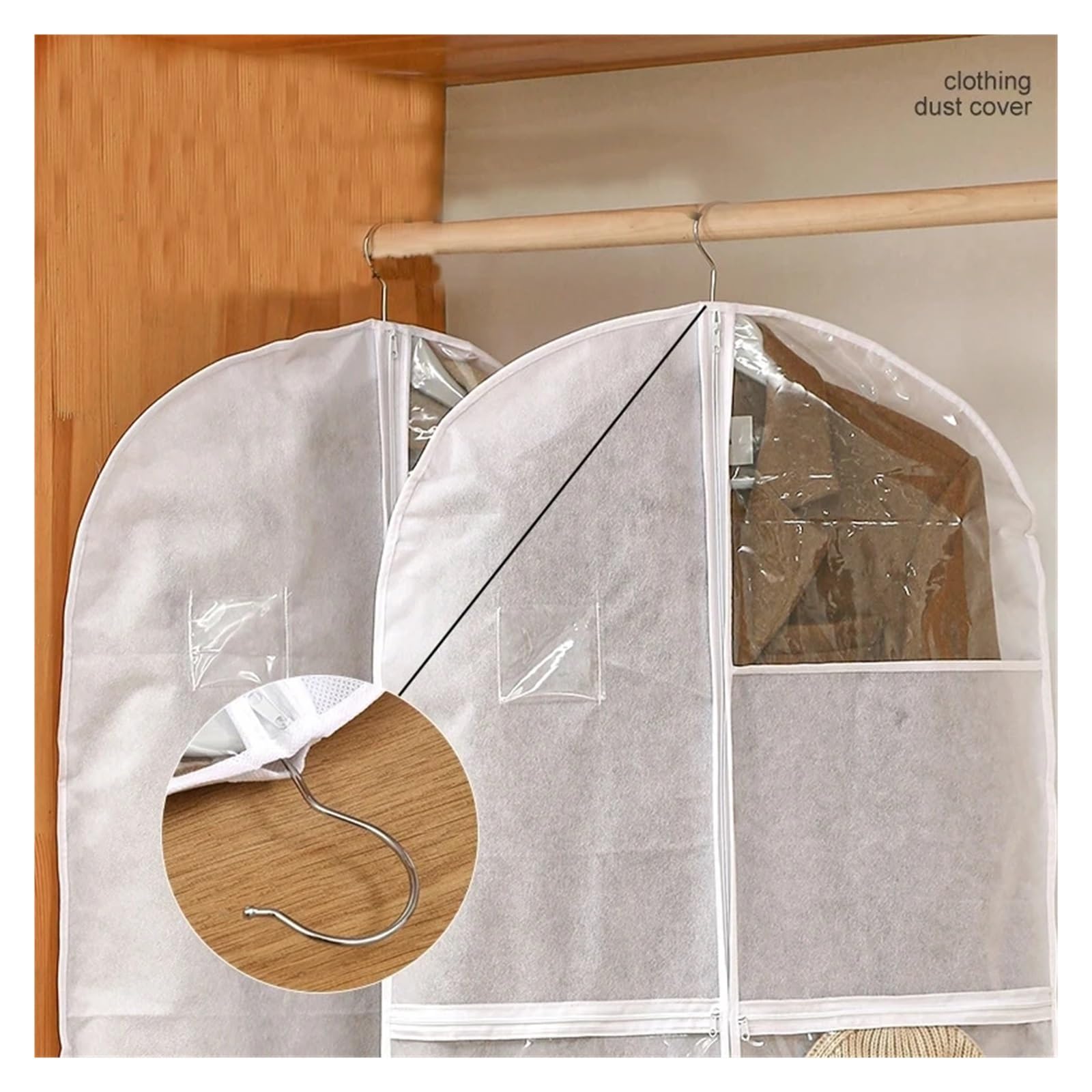 fundas para ropa 3Pcs Dance Costume Garment Bags With Clear Zipper Pockets Clothing Cover Storage For Suits Dress Coat Closet Hanging Clothes Bag(60x120CM)