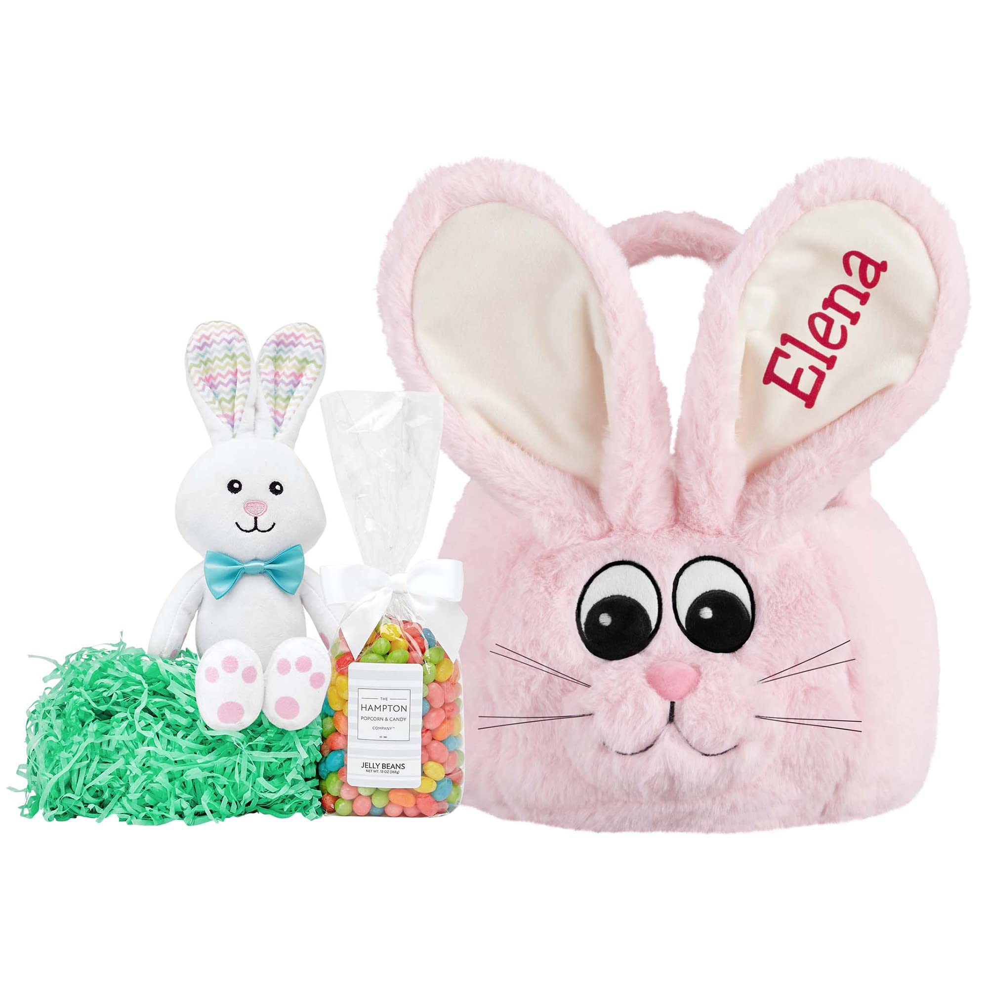 Let's Make Memories Personalized Easter Basket for Kids - For Boys and Girls - Fuzzy Plush - Custom - Fillable - With Optional Easter Basket Stuffers - Pink