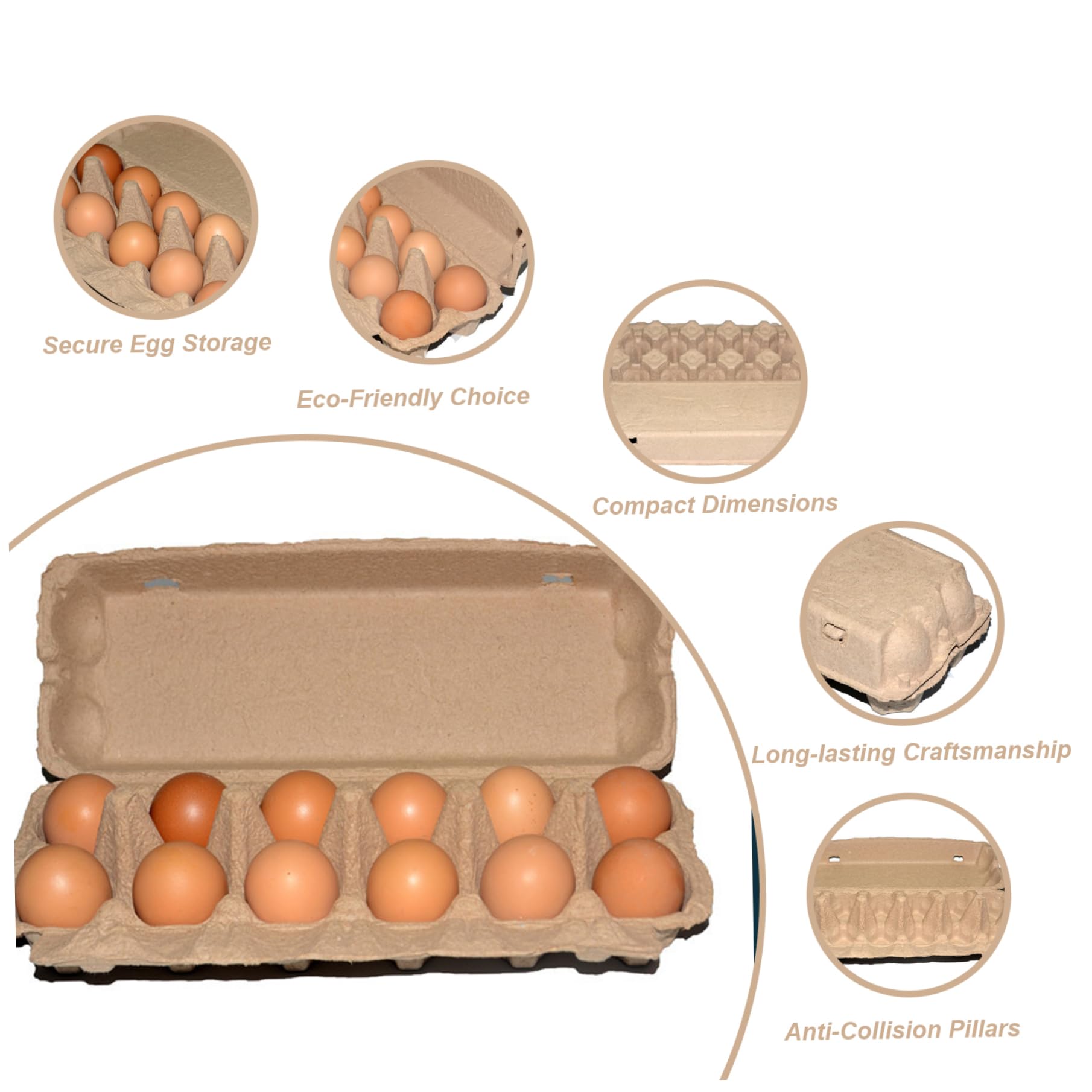 Cartones de Huevo vacíos para el Almacenamiento, Cajas de Huevo de 15 Piezas, Soporte de 12 recuentos, Bandeja de Almacenamiento de Pulpa de Papel Kraft, a Granel