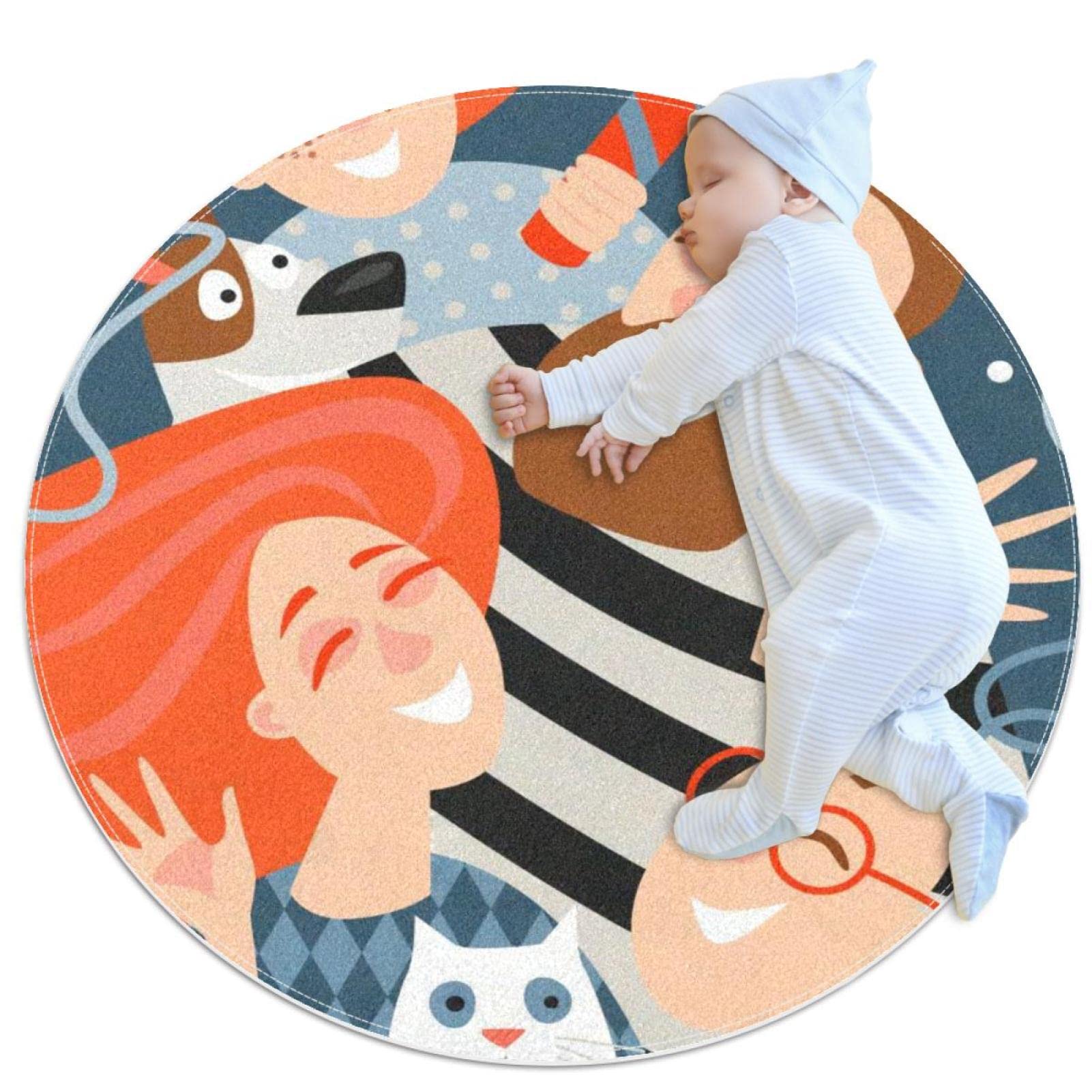Tapis de salle de bain rond cadeau de Nouvel An de la famille pour le canapé