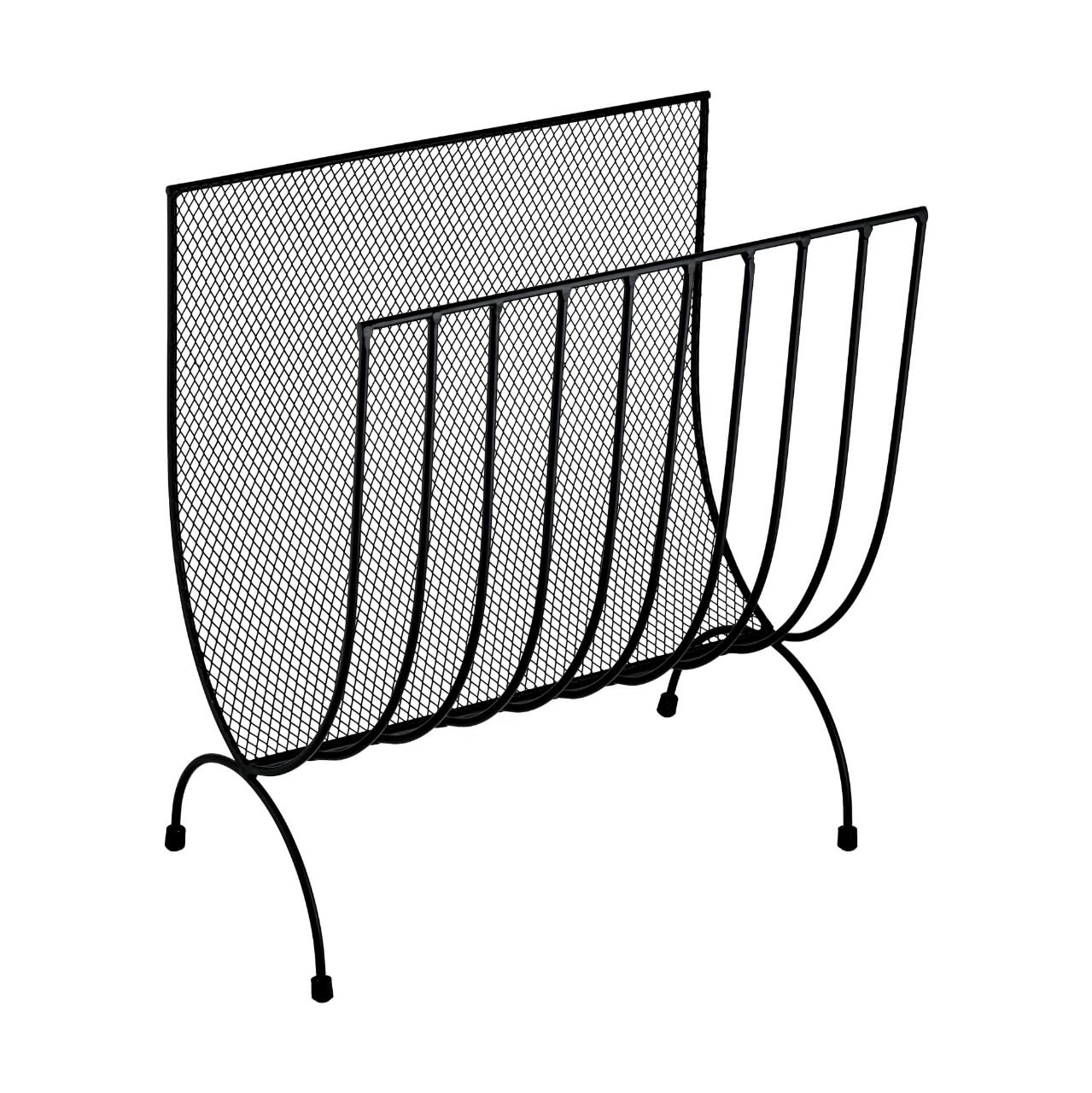 Unibos | Black Mesh Newspaper Stand, Metal Newspaper Bin, Freestanding Rack, H x W x D 38 x 34 x 19