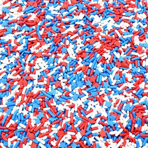 Candy Retailer All American Patriotic Cupcake Sprinkles - Perfect for the 4th of July (16oz, Stars & Stripes)
