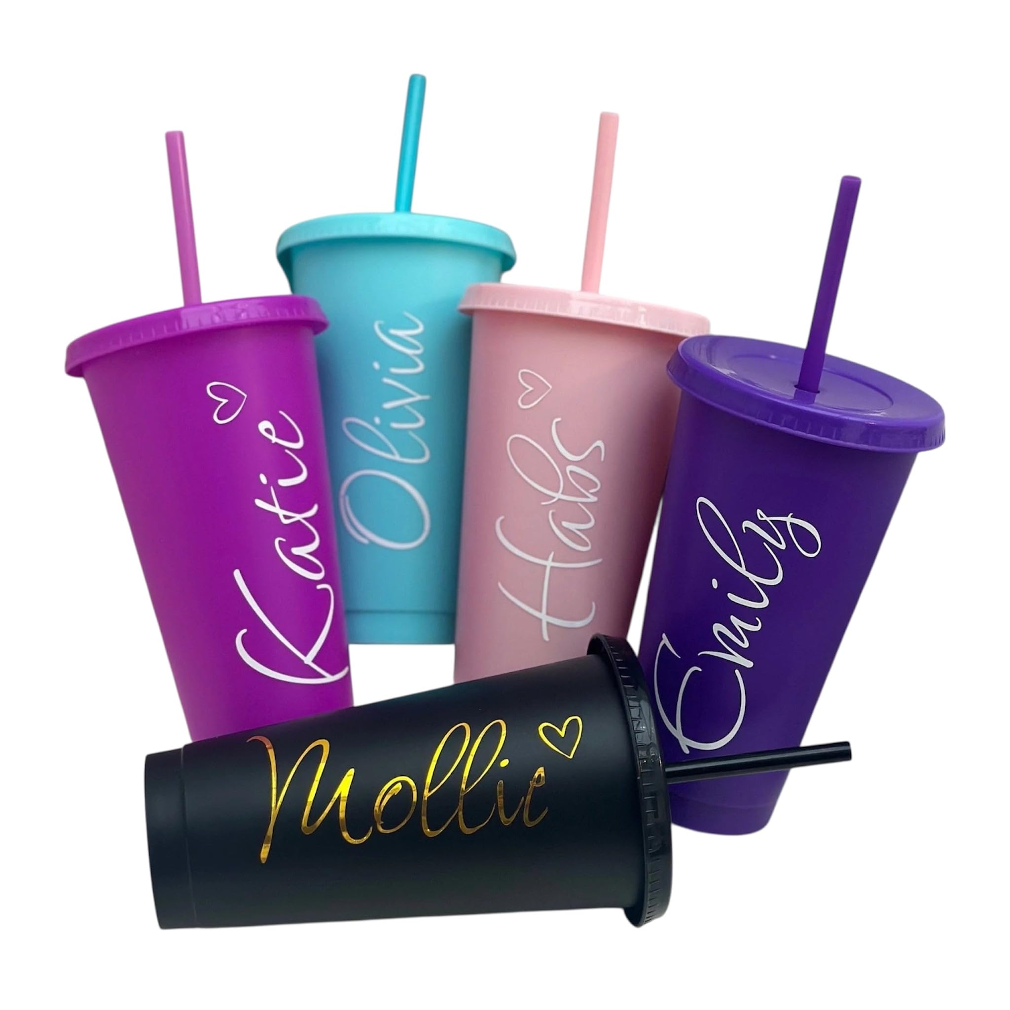 Personalised 24oz Cold Cup with Straw and Lid, 710ml Custom Tumbler