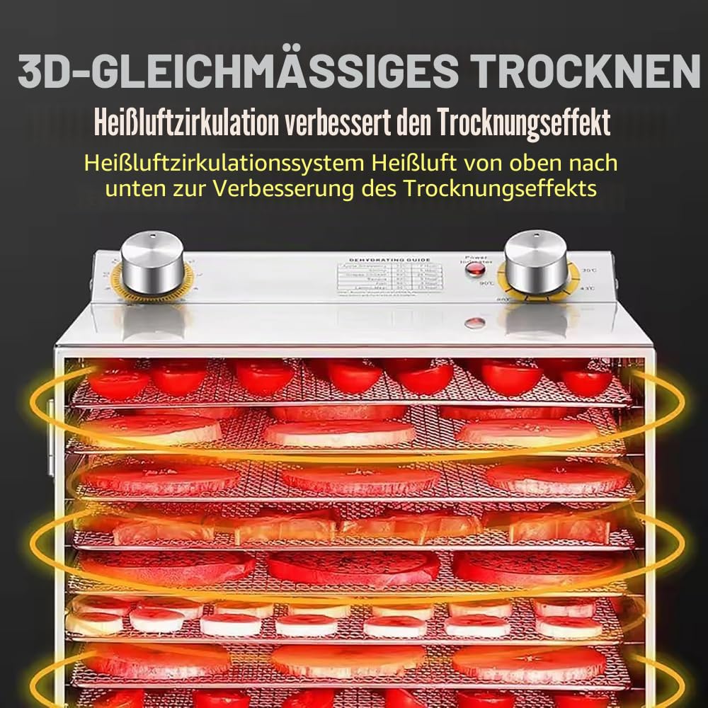 Gefrier-Trockner für Lebensmittel - Multifunktionaler Luft-Trockner für Snacks, Fleisch, Obst, Gemüse & Meeresfrüchte - Intelligente Heim-Getrocknete-Früchte-Maschine