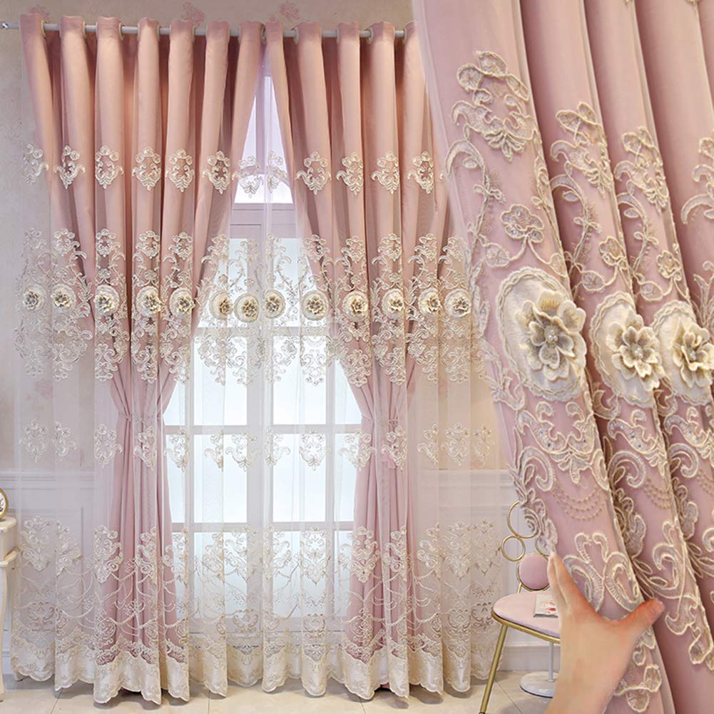 Rideau occultant luxe en tulle et broderie de dentelle élégante CHEWYNP