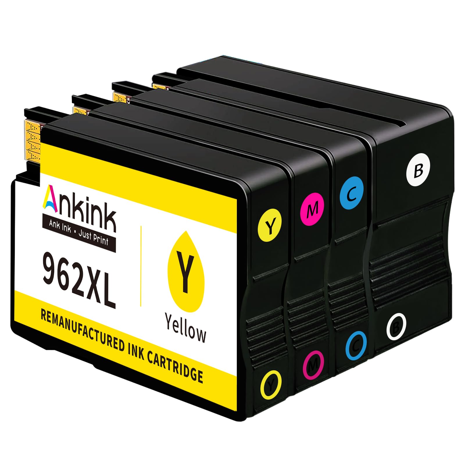 Remanufactured Ink Cartridges Replacement for HP 962 & 962XL (Black + Cyan/Magenta/Yellow, 4-Pack)