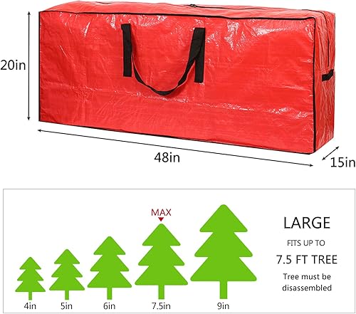 Miniatura 12 de Sattiyrch Bolsa de almacenamiento para árbol de Navidad – Se adapta a árboles desmontados de Navidad de hasta 9 pies con asas reforzadas duraderas