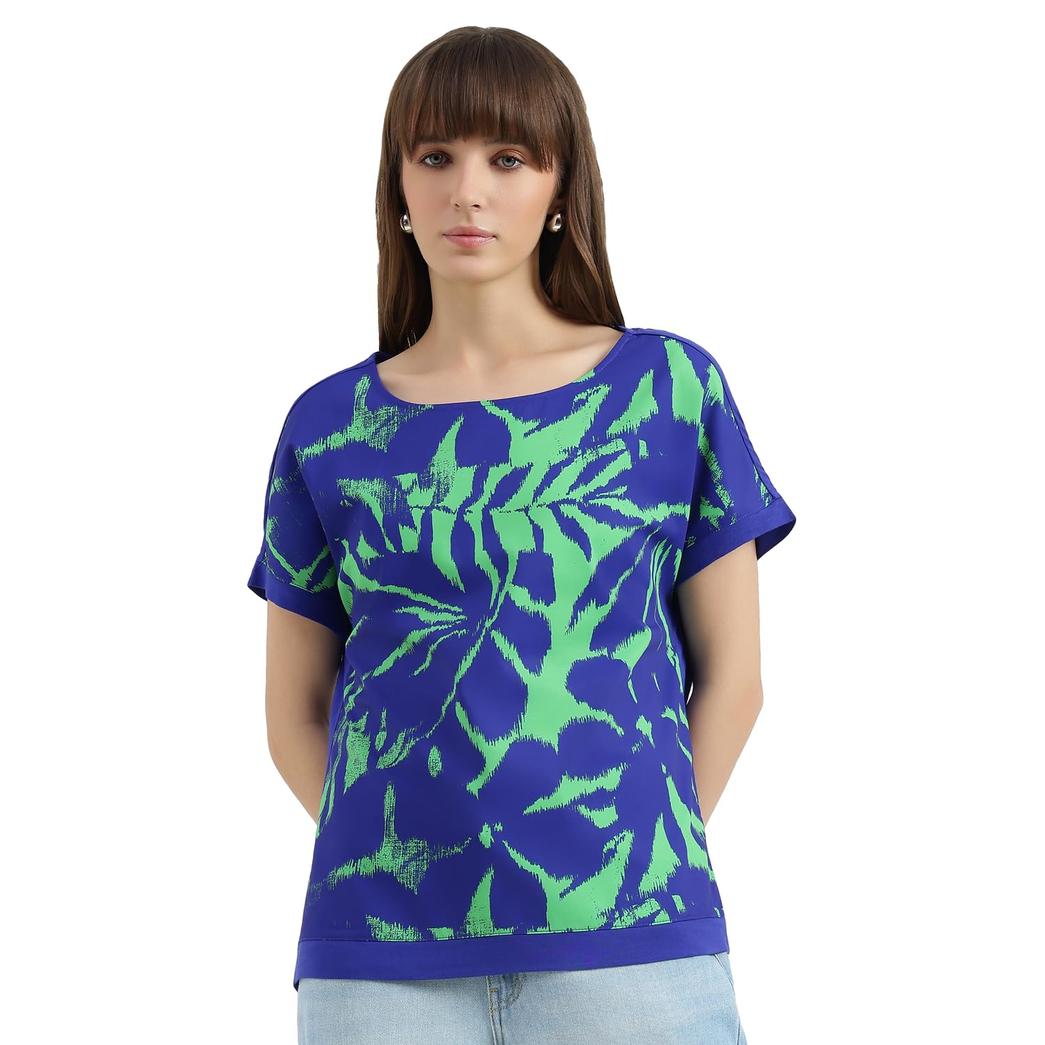 united colors of benetton Regular Fit Round Neck Tropical Print Tshirt-picture-10