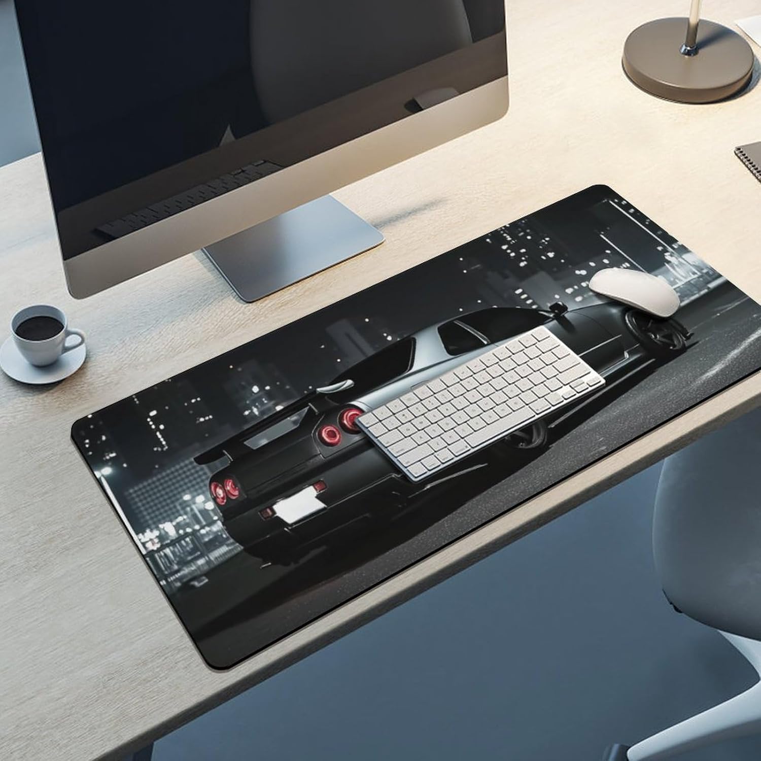 JDM Car R34 Cool City Night Scene Desk Mat Mousepad Extended Keyboard Computer Pad Office Desk Organizers and Accessories 40x90cm