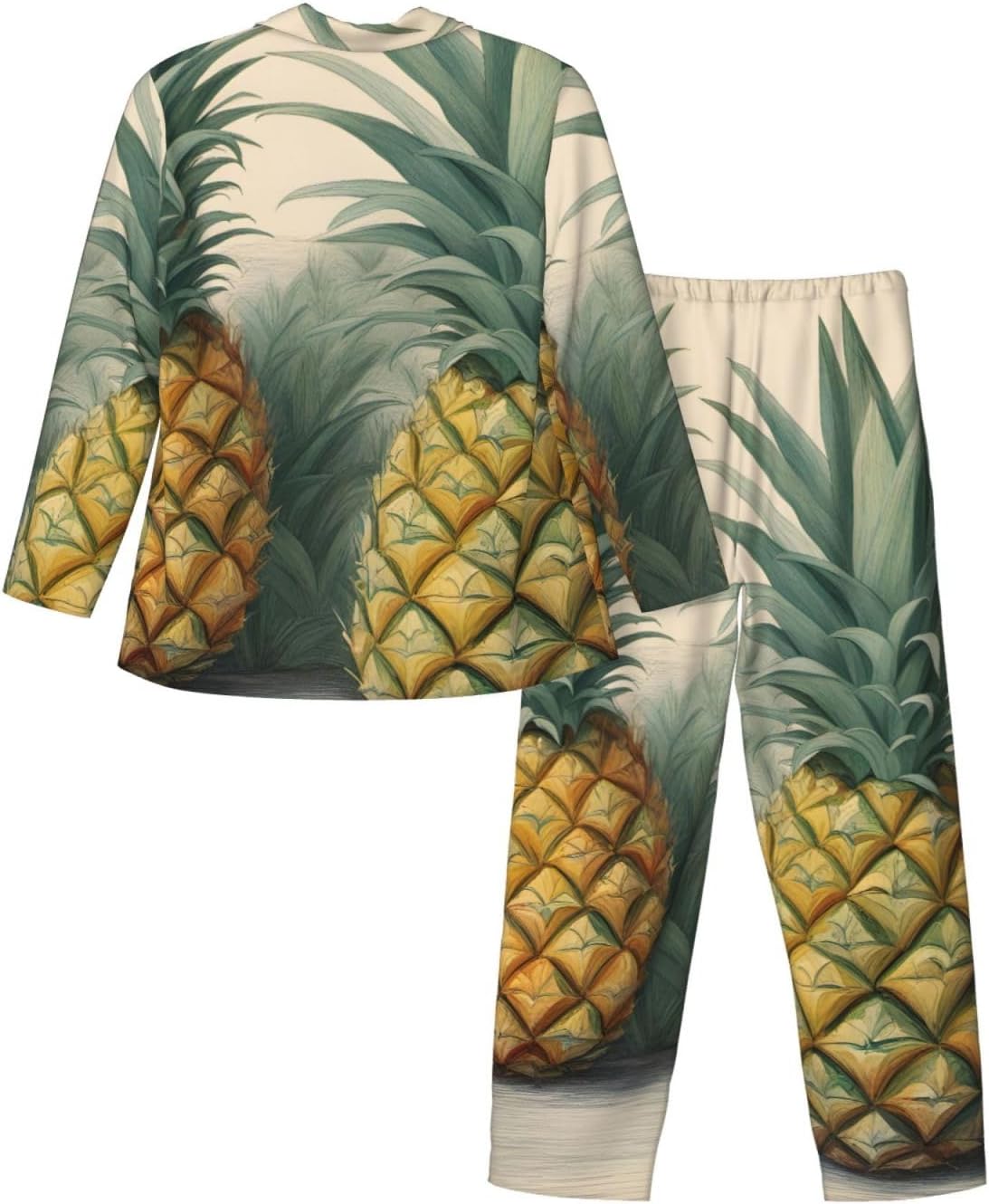 Pineapple Print Luxurious Mens Pajamas Set,Breathable Pajamas Set,Perfect For Lounging Bed,Sofa