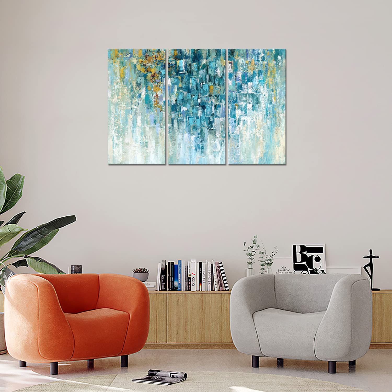 Amazon.co.jp: 抽象ウォールアート レイクブルー キャンバスプリント