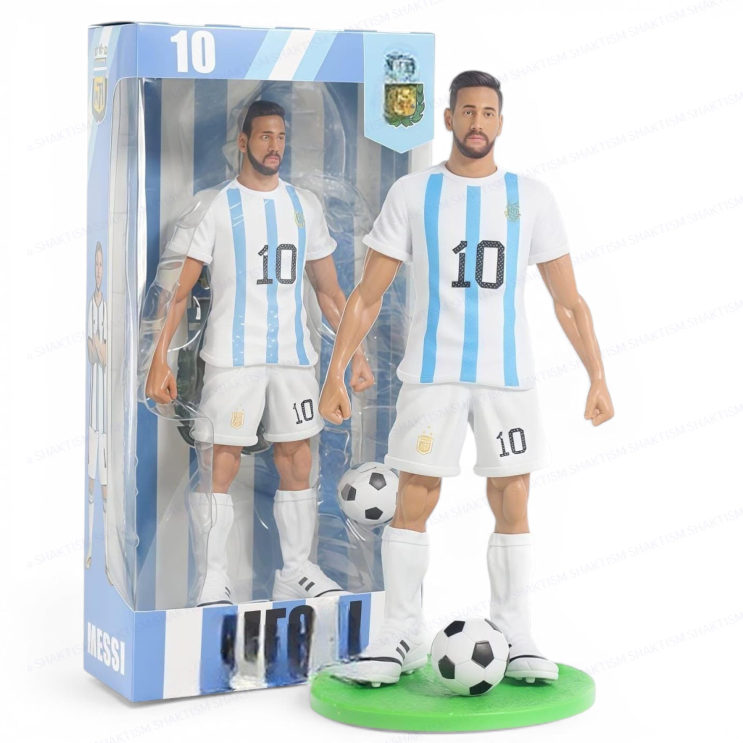 Football Star Player Action Figure Set, 22cm PVC Soccer Player Figurines with Ball & Display Base, Sports Collectible Model Toy for Kids, Room Decor & Gift Set (MessiFigure)-picture-15