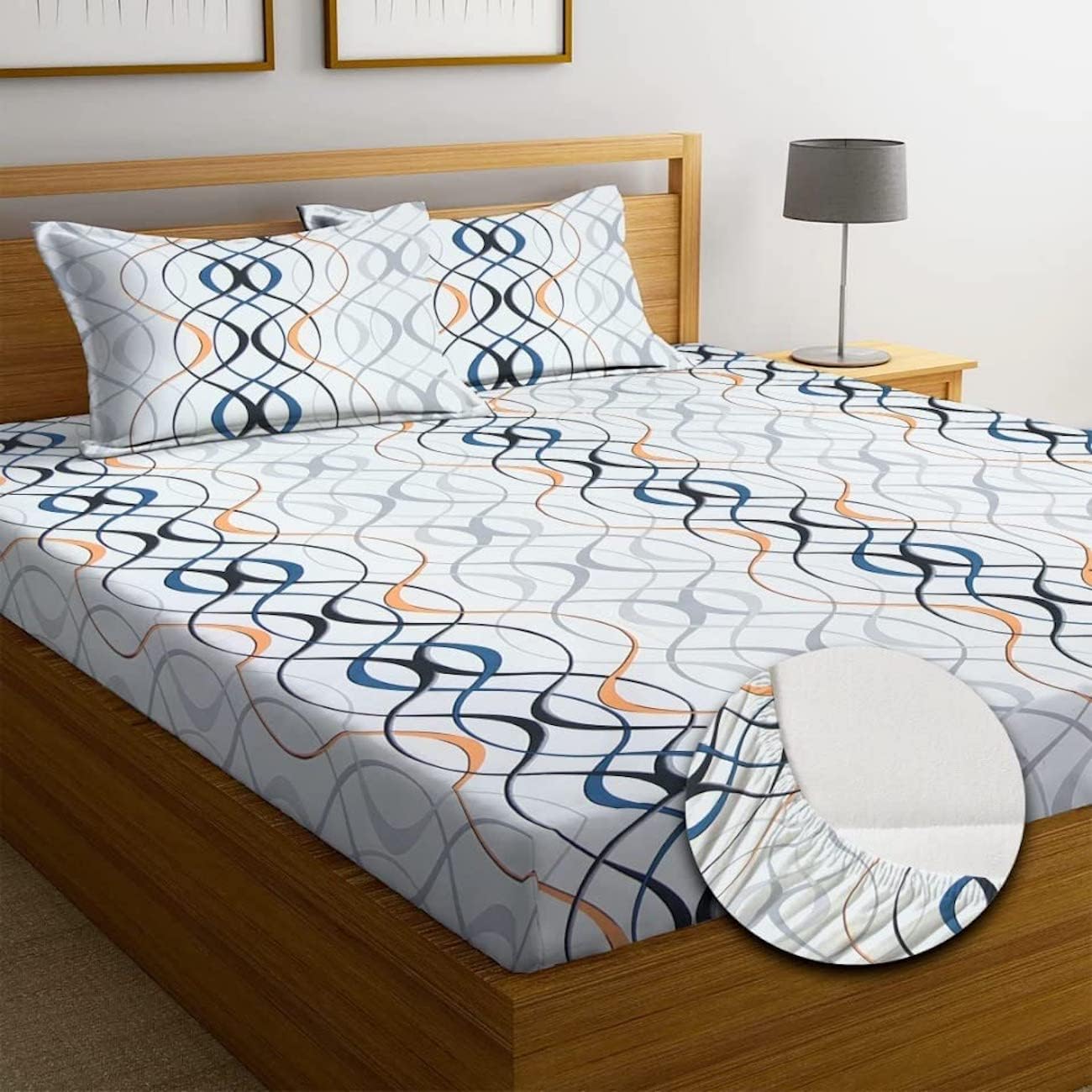 YaAkholic 220 TC Elastic Fitted Double King Size Bed Cotton Bedsheets with 2 Pillow Covers - King Size 78" x 72" Lruxurious Bedding Set for Ultimate Comfort and Style (White) (B0D9QWF6YQ) Amazon Price History, Amazon Price Tracker