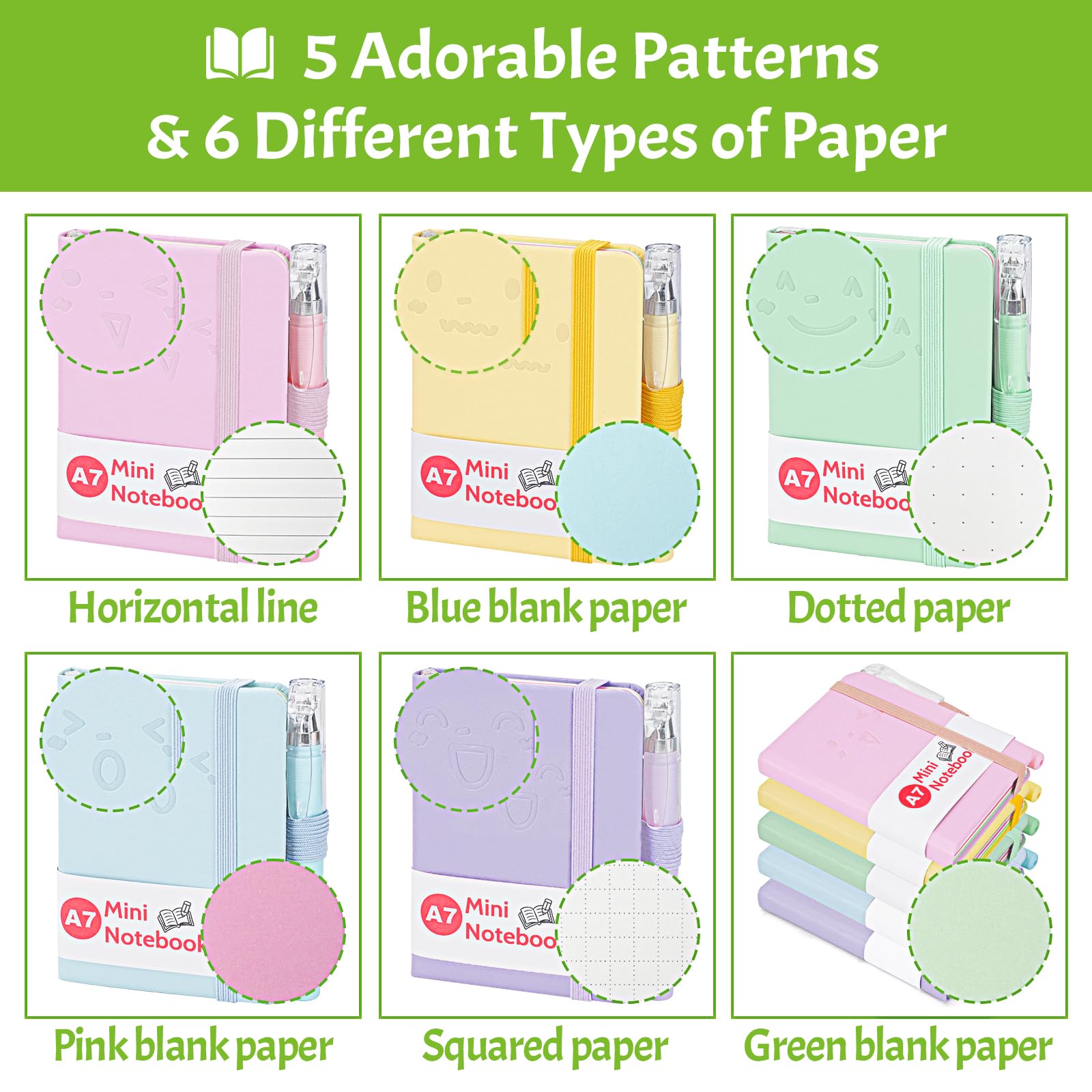 10 Piezas Libreta Pequeña, Cuaderno Pequeño Notas, A7 Libreta Bolsillo, Bloc de Notas Pequeño con Boligrafo, Mini Libretas Bonitas para Oficina,Escuela,Trabajo,Viaje,Regalo, 200 Páginas (B)