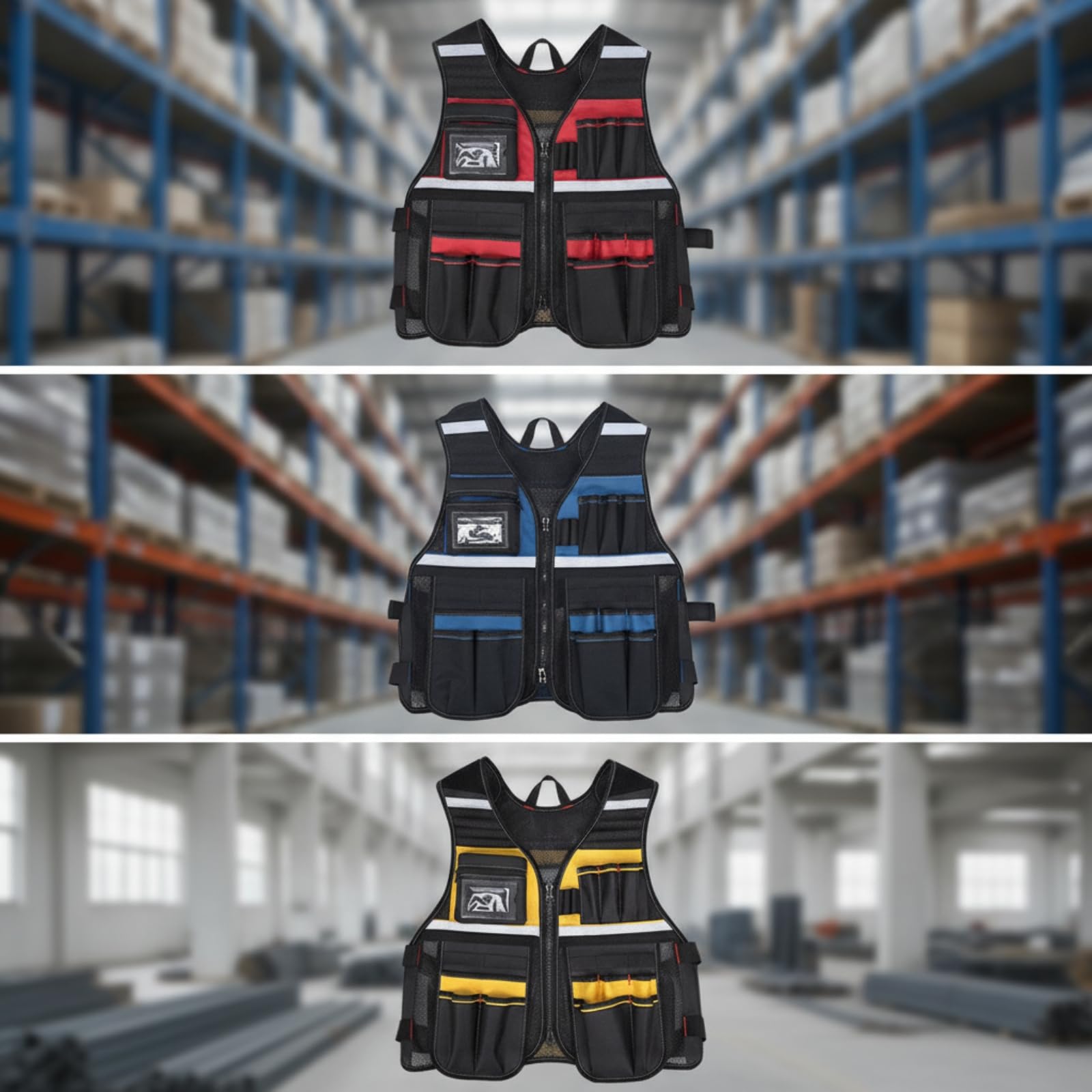 Ropa | Alta Visibilidad, Chaleco Herramientas con Bolsillos, Cómodo, Chaleco Trabajo, para Construcción, Taller, Electricistas