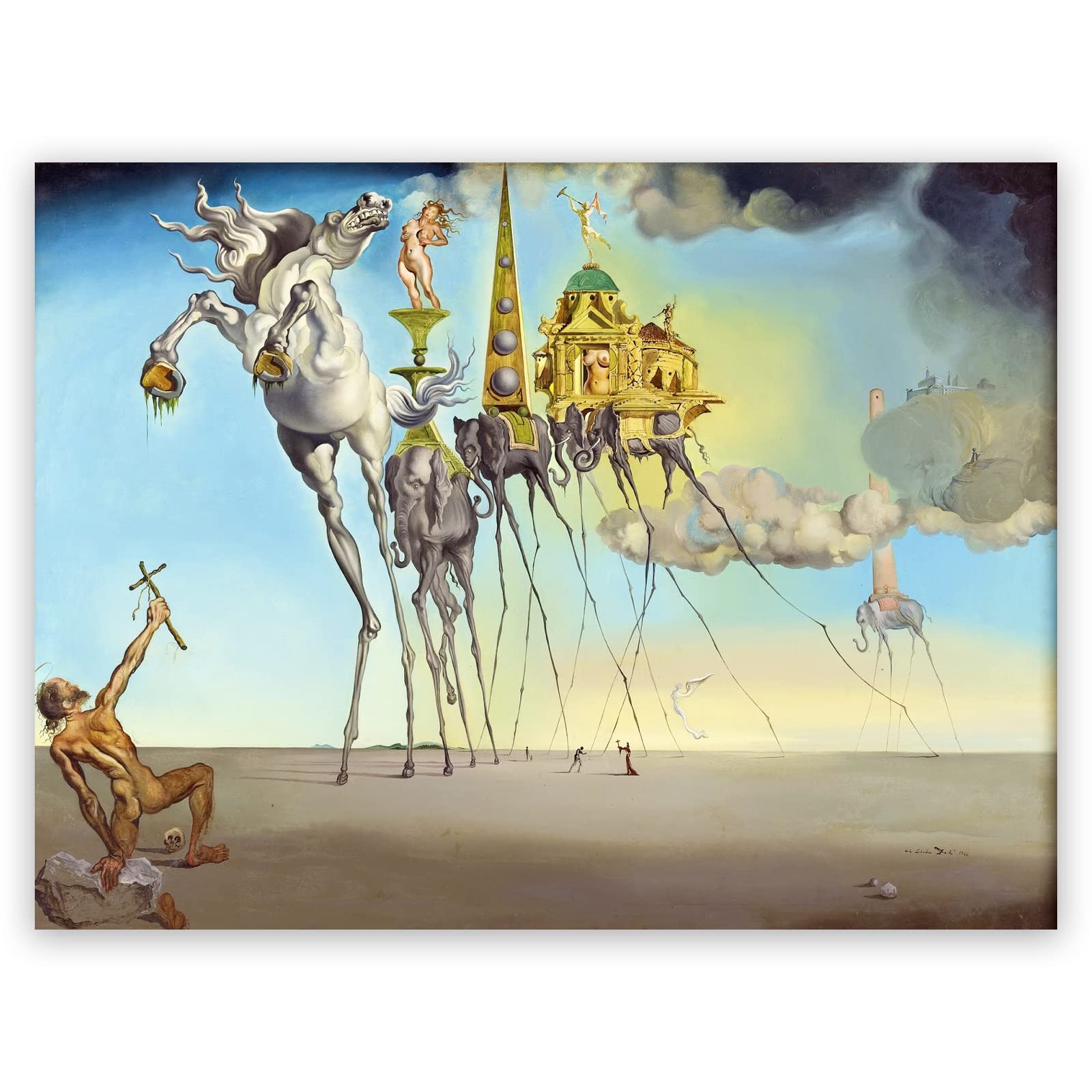 KWAYSalvador Dali Wall Art - The Temptation of St. Anthony Print Poster - Abstract Canvas Wall Art - Surrealism Painting Cool Wall Decor for Office Bedroom Room Unframed (12x16in/30x40cm)