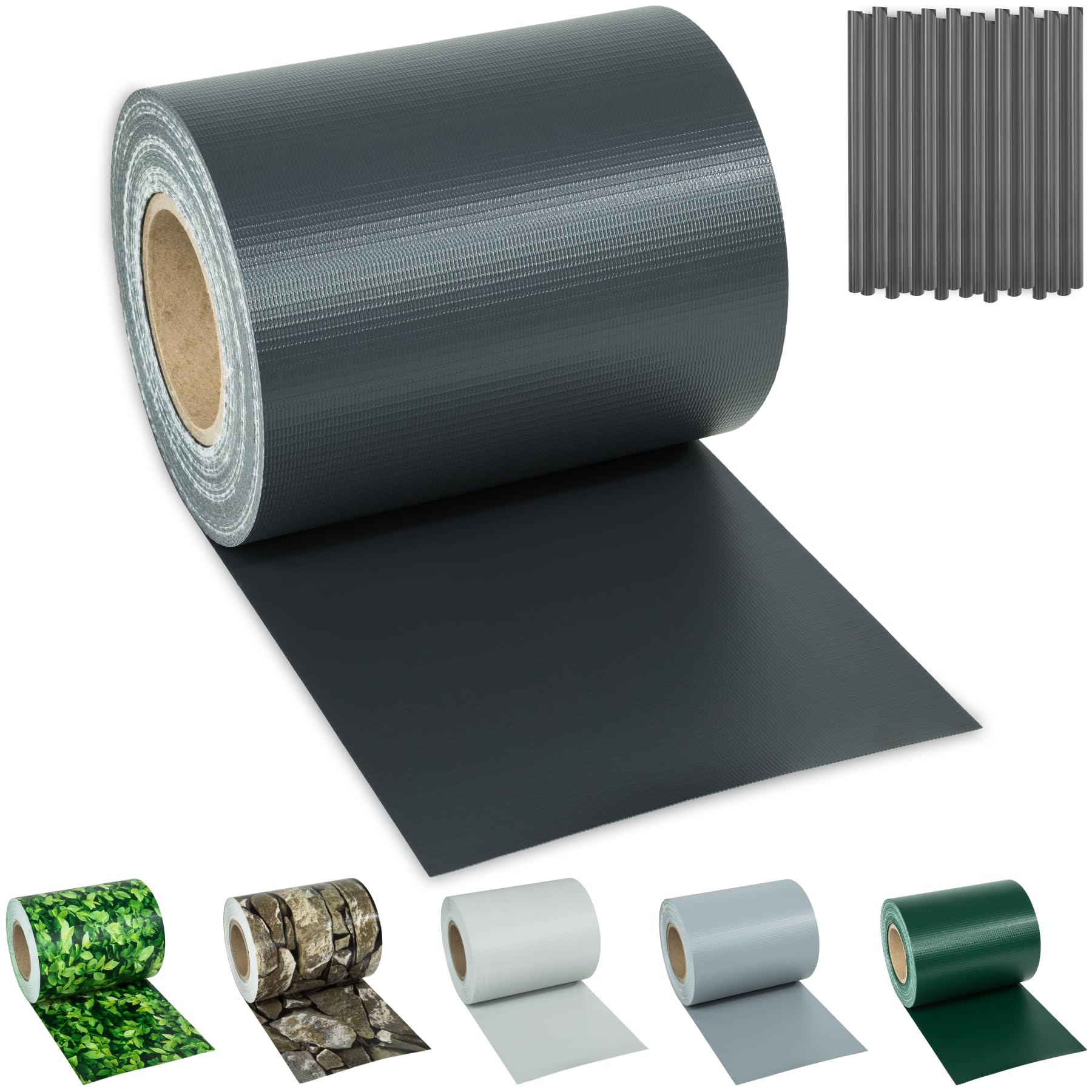 tectake® Rollo Aislamiento Aislante PVC 19 cm de Alto, Protección UV, Privacidad, Clips de Sujeción, Malla Sombreo, Ocultacion Jardin Exterior, Valla Jardin Exterior - 35 m Antracita