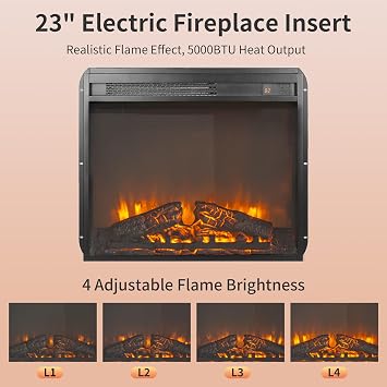 44 Electric Fireplace with Mantel, Freestanding Electric Fireplaces with Faux Marble, Remote, Timer, Adjustable Thermostat & Flame Brightness, White Fireplace for Living Room, 1400W