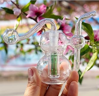 Mini Glass Bong Smoking Pipe Glass Oil Burner Water Bong Portable Water Pipe Glass Oil Pipe Bubbler Bong Small Oil Rigs for Smoking Bongs Smoking Glass Pipe Accessories 10mm