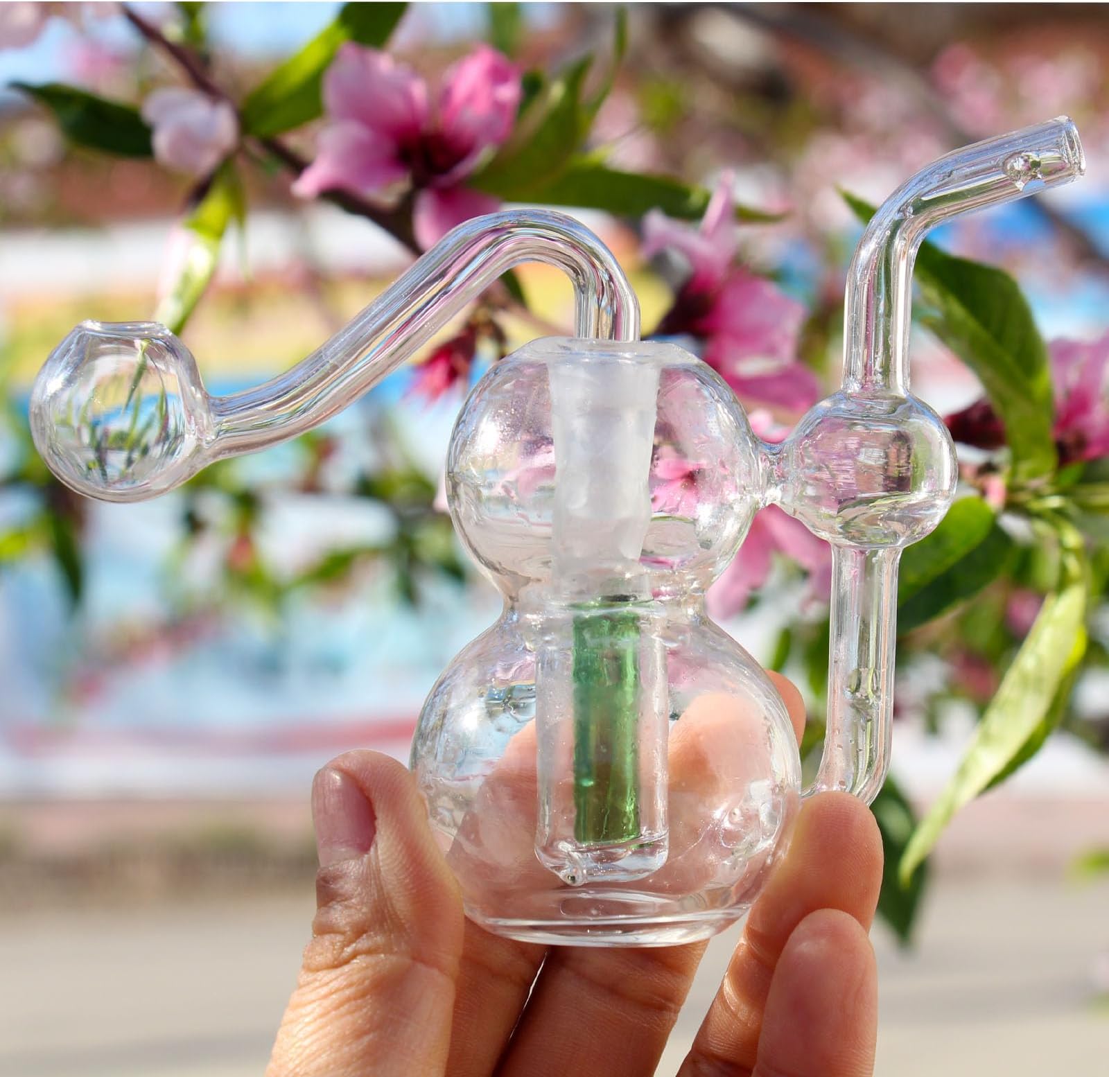 Mini Glass Bong Smoking Pipe Glass Oil Burner Water Bong Portable Water Pipe Glass Oil Pipe Bubbler Bong Small Oil Rigs for Smoking Bongs Smoking Glass Pipe Accessories 10mm