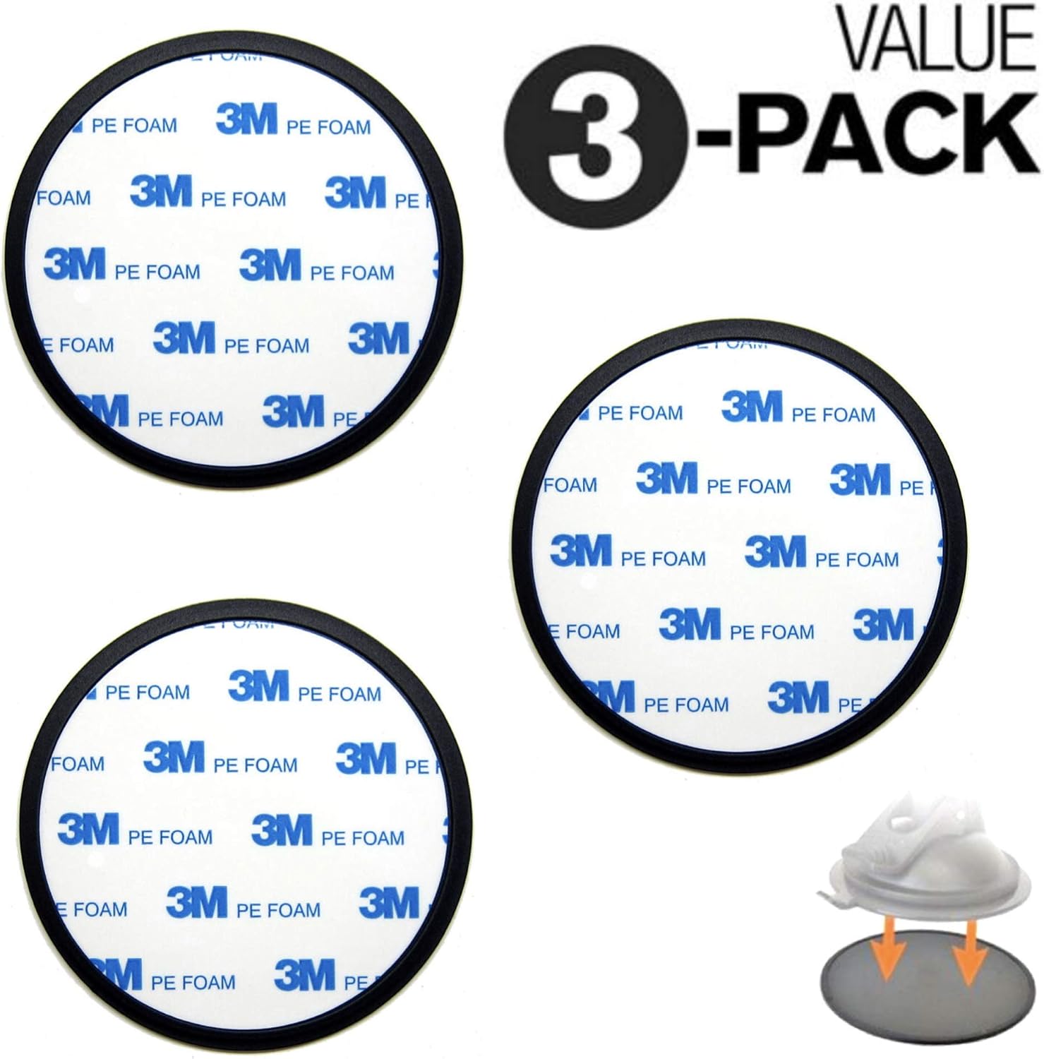trueprove pack 70mm 3m flexible pe foam adhesive dashboard pad mounting disk for suction cup phone mount garmin gps suction mount 3 00 wide diam