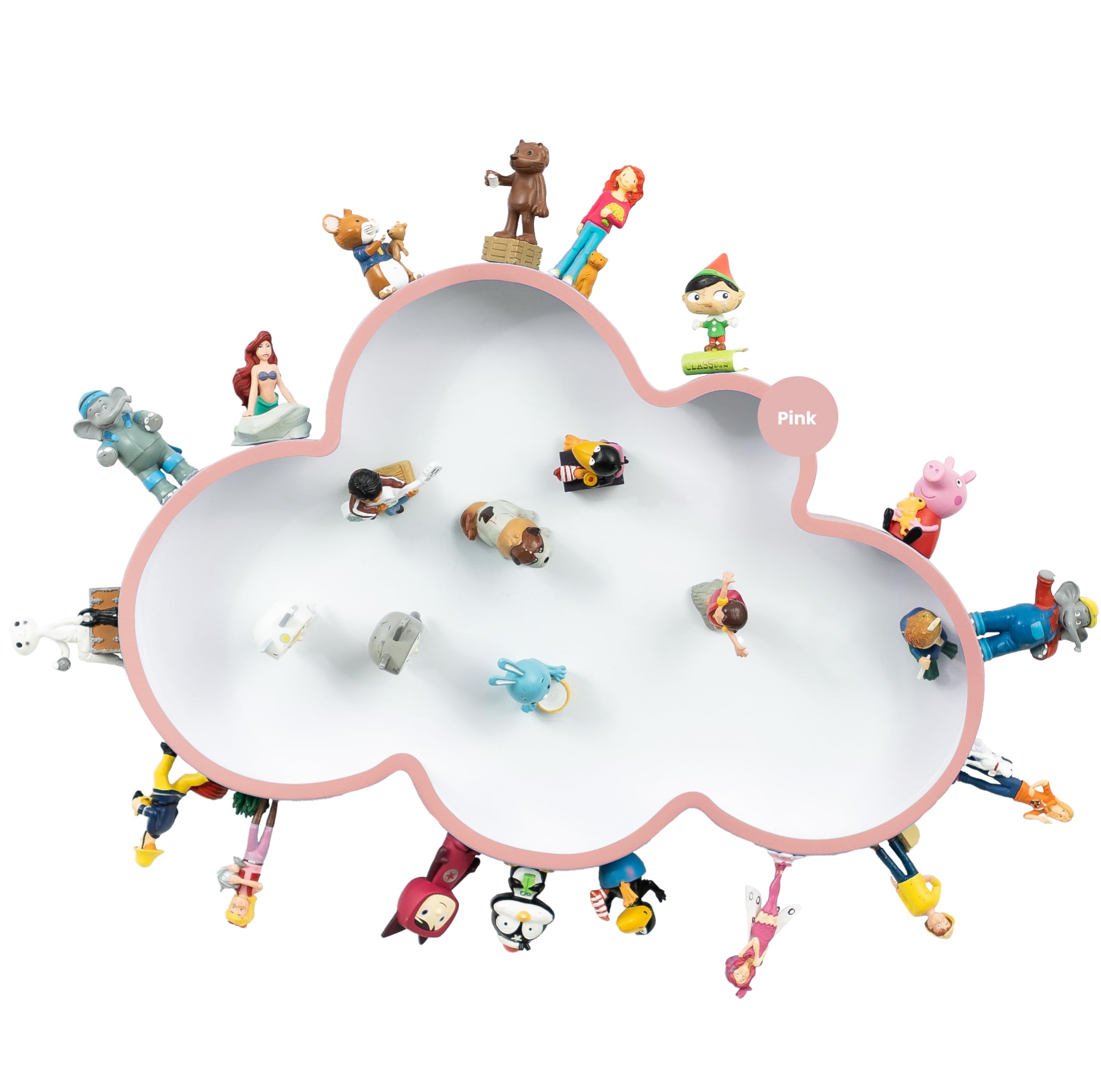 I Wandregal für bis zu 100 Tonie Figuren I Wolkenform I 100% magnetisch I Ideal geeignet für Tonie Figuren der Toniebox I Regal fürs Kinderzimmer I Tonieboxregal für Mädchen und Jungen (Rosa)