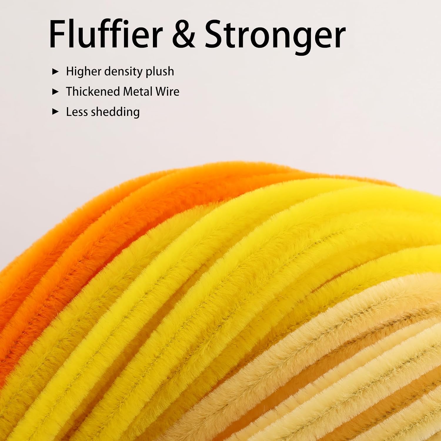 300 Pcs Yellow Style Pipe Cleaner Craft Set,3 Assorted Colors Thick Fluffy Chenille Stems Flower Making Kit for DIY Craft Projects,Creative Decorations,Floral Arrangements(Gradien Yellow) image 3