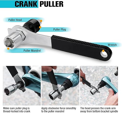 Miniatura 4 de DURATECH Kit de reparación de bicicletas, kit de herramientas de bicicleta portátil con bomba de neumáticos de bicicleta, extractor de manivela, kit