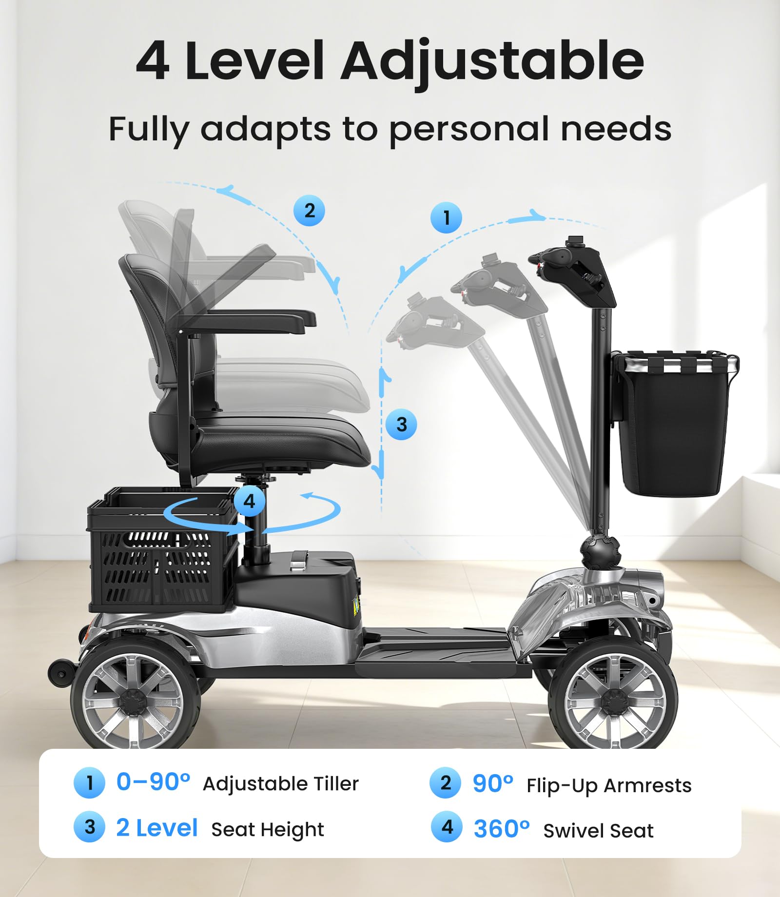Scooter de mobilité électrique pliable à 3 roues Scooters de voyage po Scooter de mobilité électrique pliable à 3 roues Scooters de voyage po