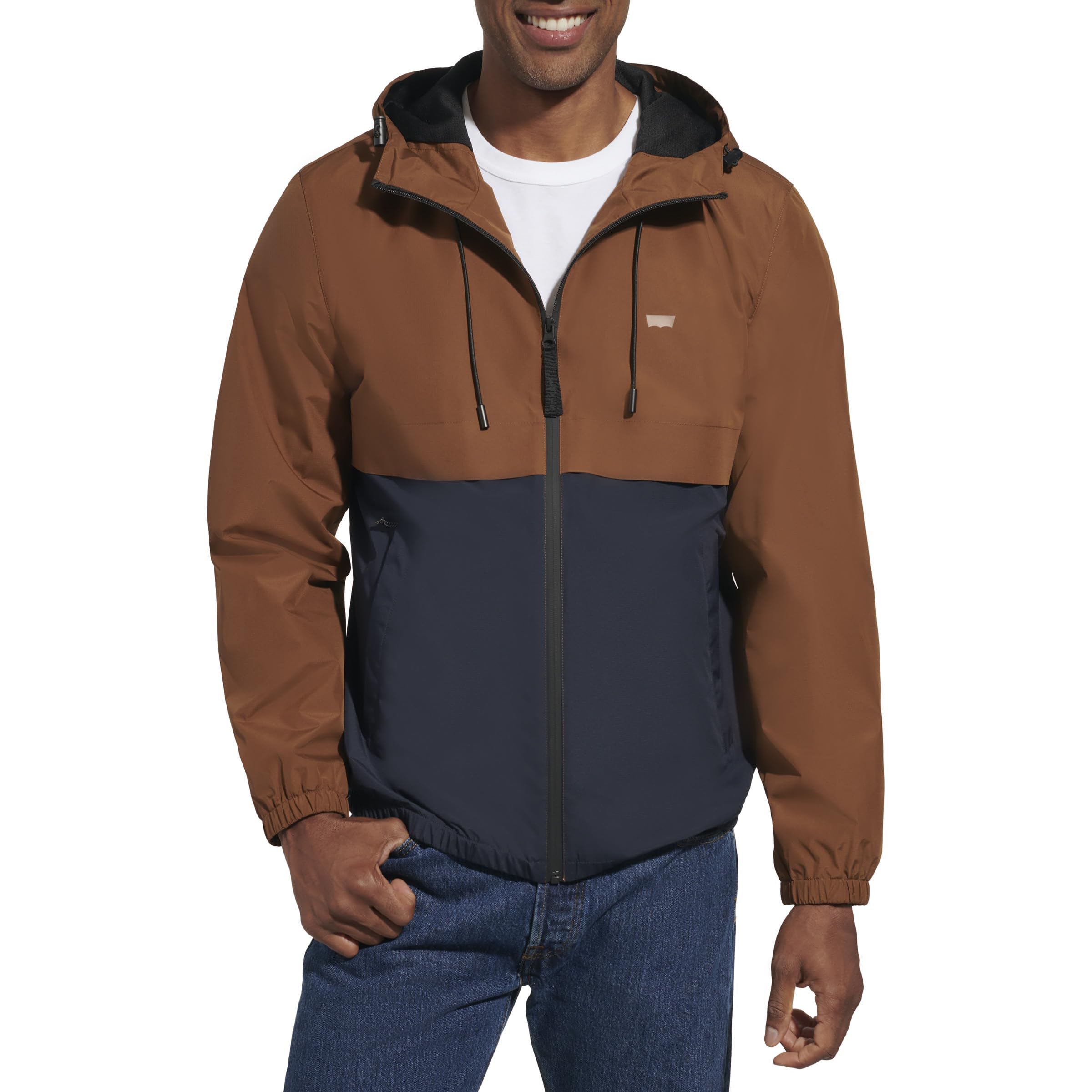 Levi's Men's Brown Hooded Rain Jacket & Windbreaker, S