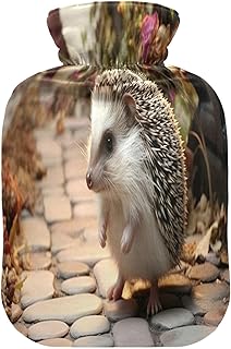 Wajiw Hot Water Bottle with Cover 1L Warm Water Bottle for Hot and Cold Compress Hot and Cold Therapies,Hand Feet Warmer,Hedgehog