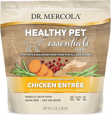 Dr. Mercola Healthy Pet Essentials Chicken and Beef Entree for Dogs, 3lbs (Makes 12lbs of Food), Non GMO, Gluten Free, Soy Free (Free-Range Chicken)