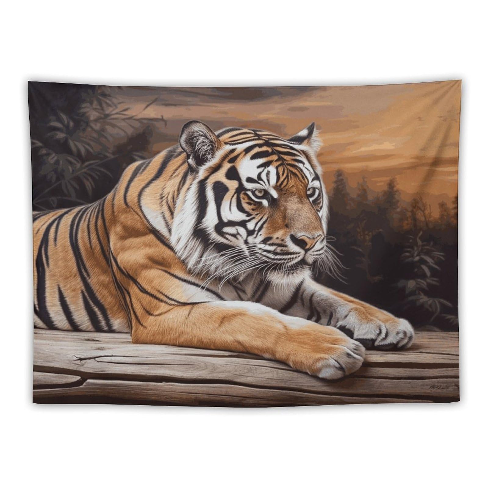 LDGSUPH Tiger Lying on Wood Tapestry Wall Hanging Decor Anti-fading Aesthetic Wall Tapestries Fashion Wall Blanket Decor Modern Wall Art Tapestry for Bedroom Home Decor 30"x40"